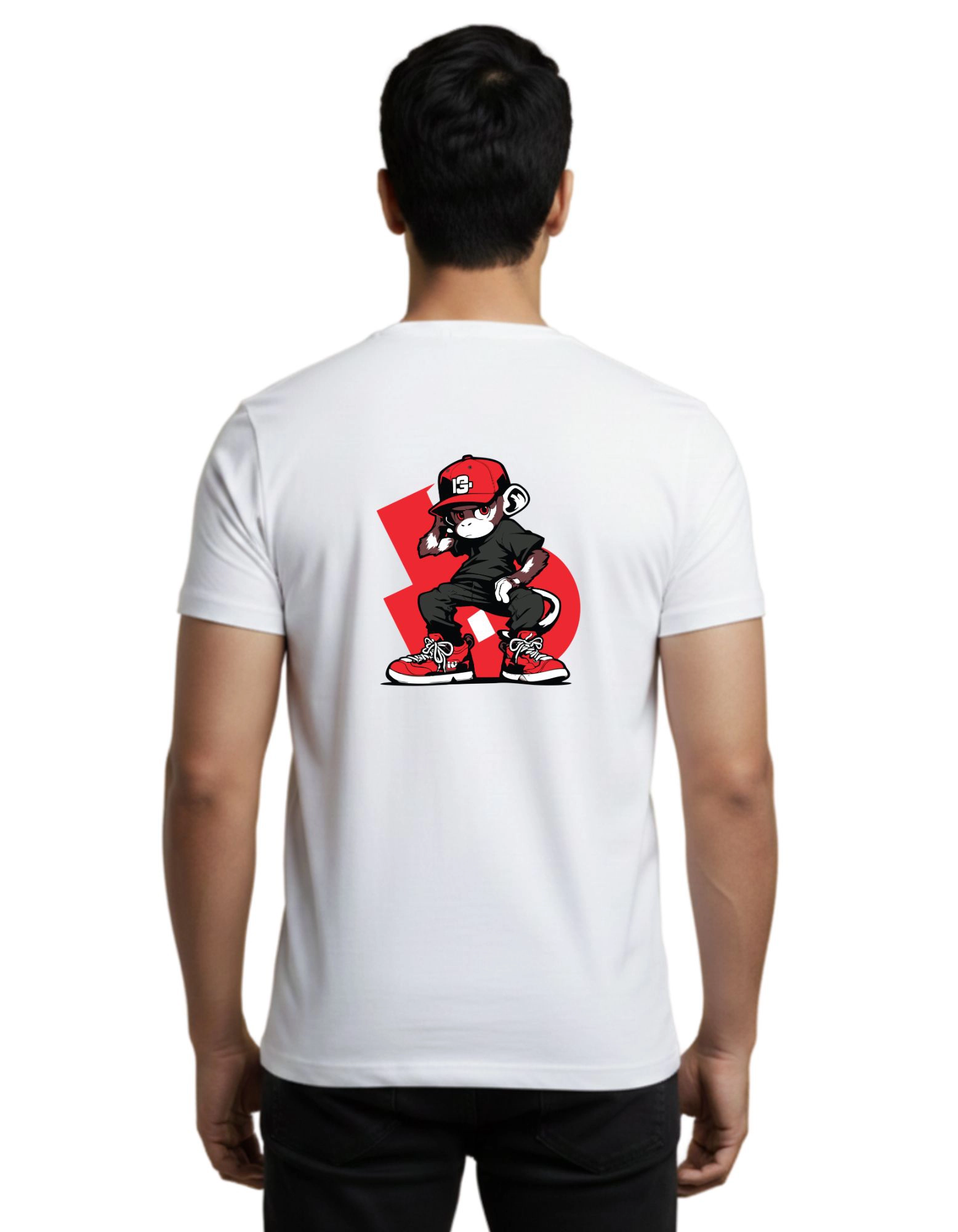 Grind Monkey Graphic Cotton Round Neck T-Shirt 180 GSM White