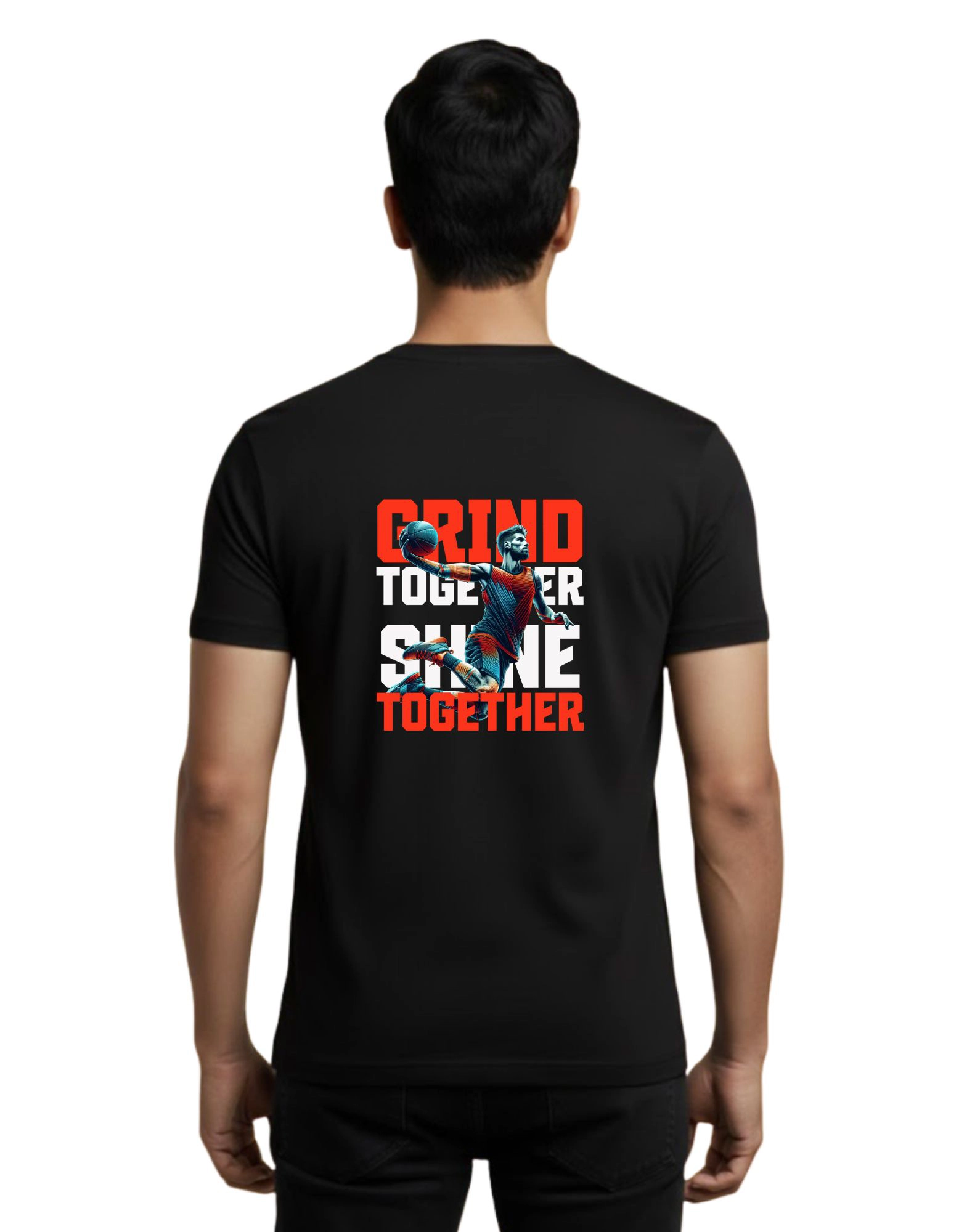 Grind Together Sports Cotton Round Neck T-Shirt 180 GSM Black