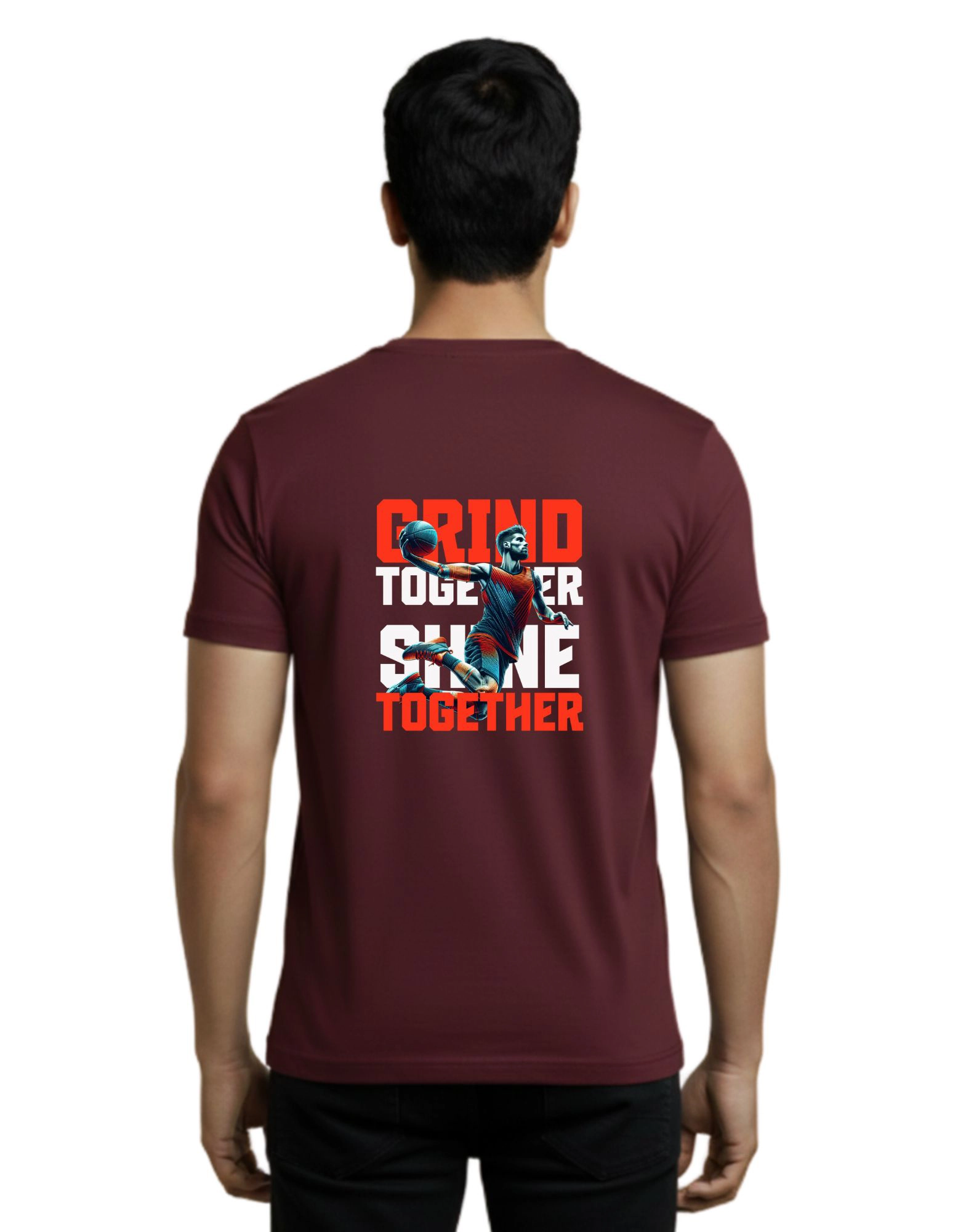 Grind Together Sports Cotton Round Neck T-Shirt 180 GSM Maroon