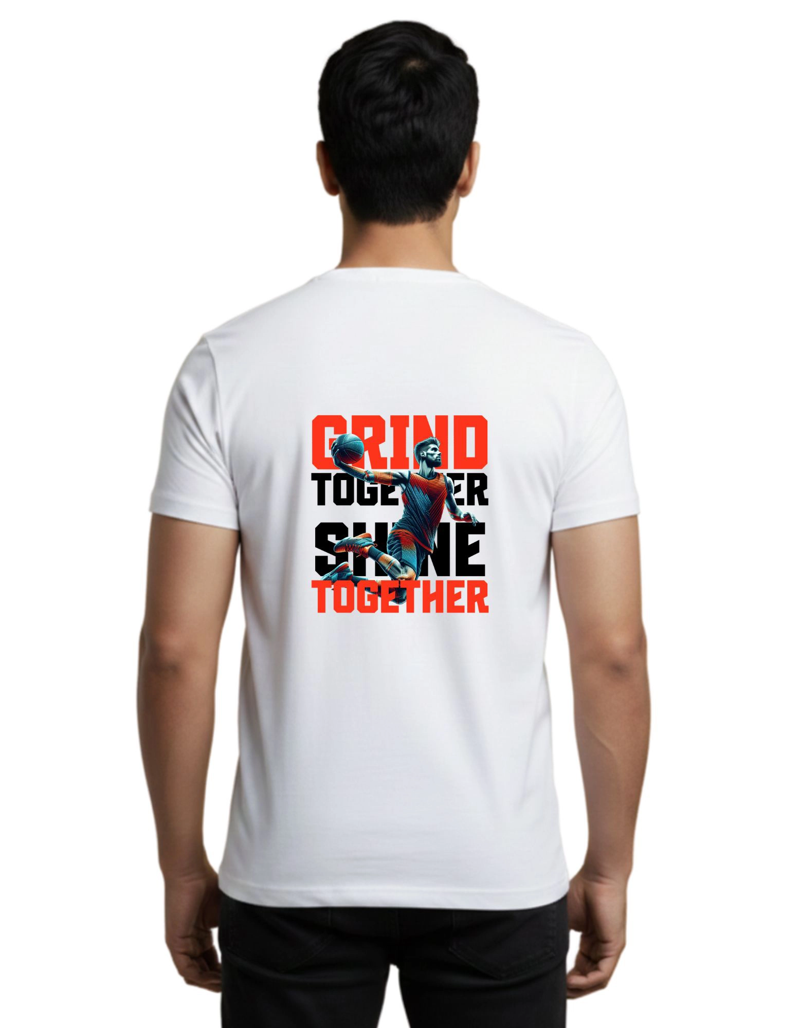 Grind Together Sports Cotton Round Neck T-Shirt 180 GSM White