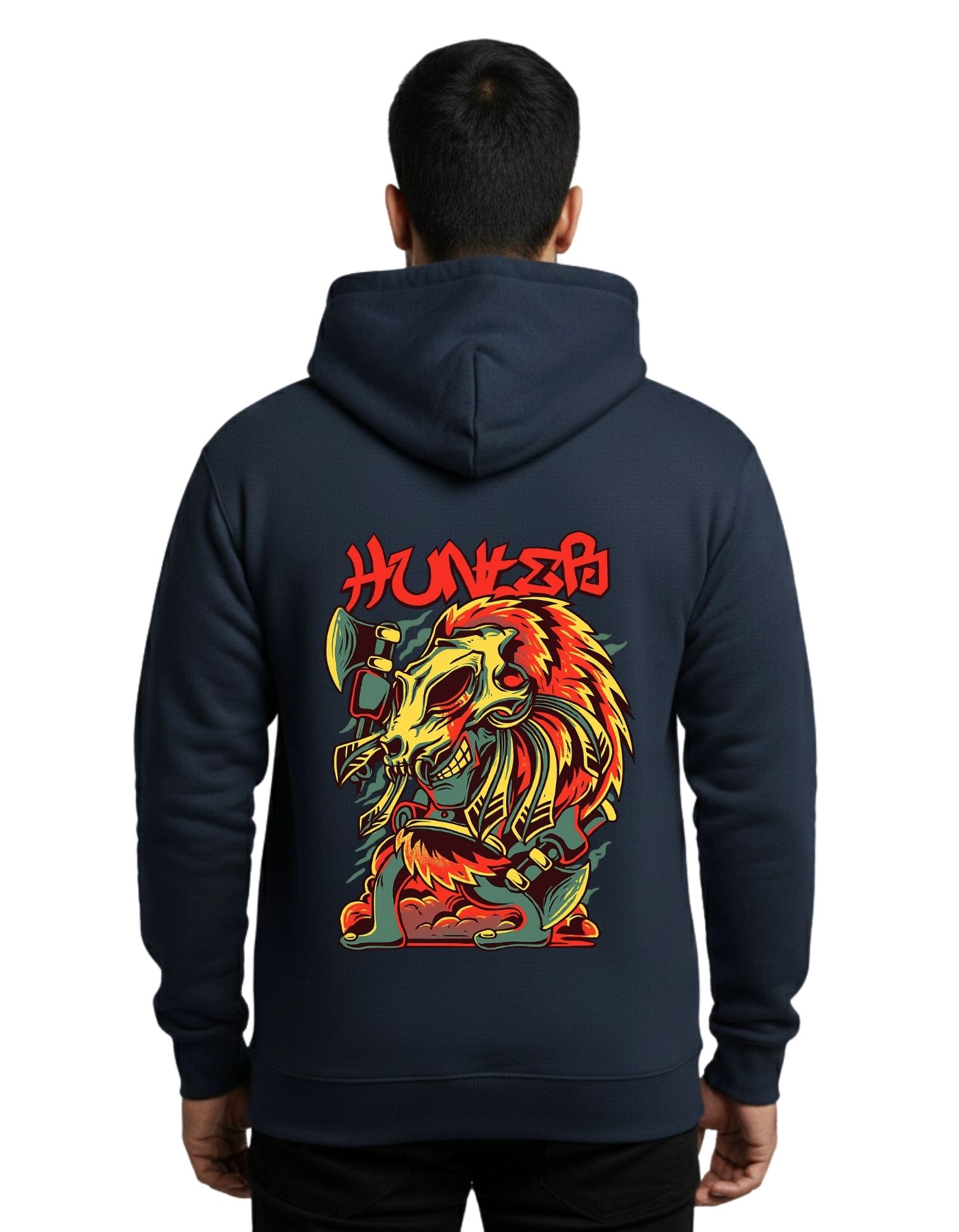HUNTER Cotton Hoodie Without Zipper 300 GSM Navy Blue