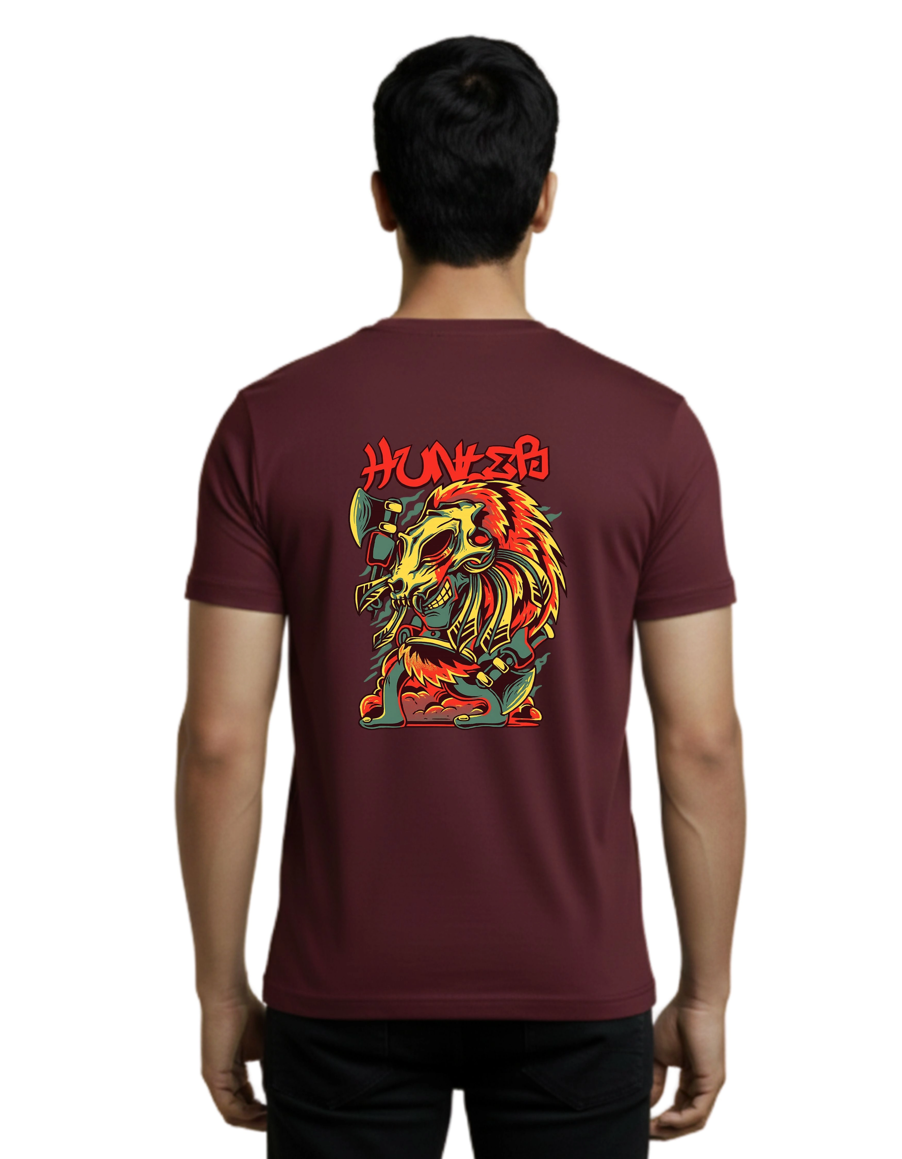 HUNTER Cotton Round Neck T-Shirt 180 GSM Maroon