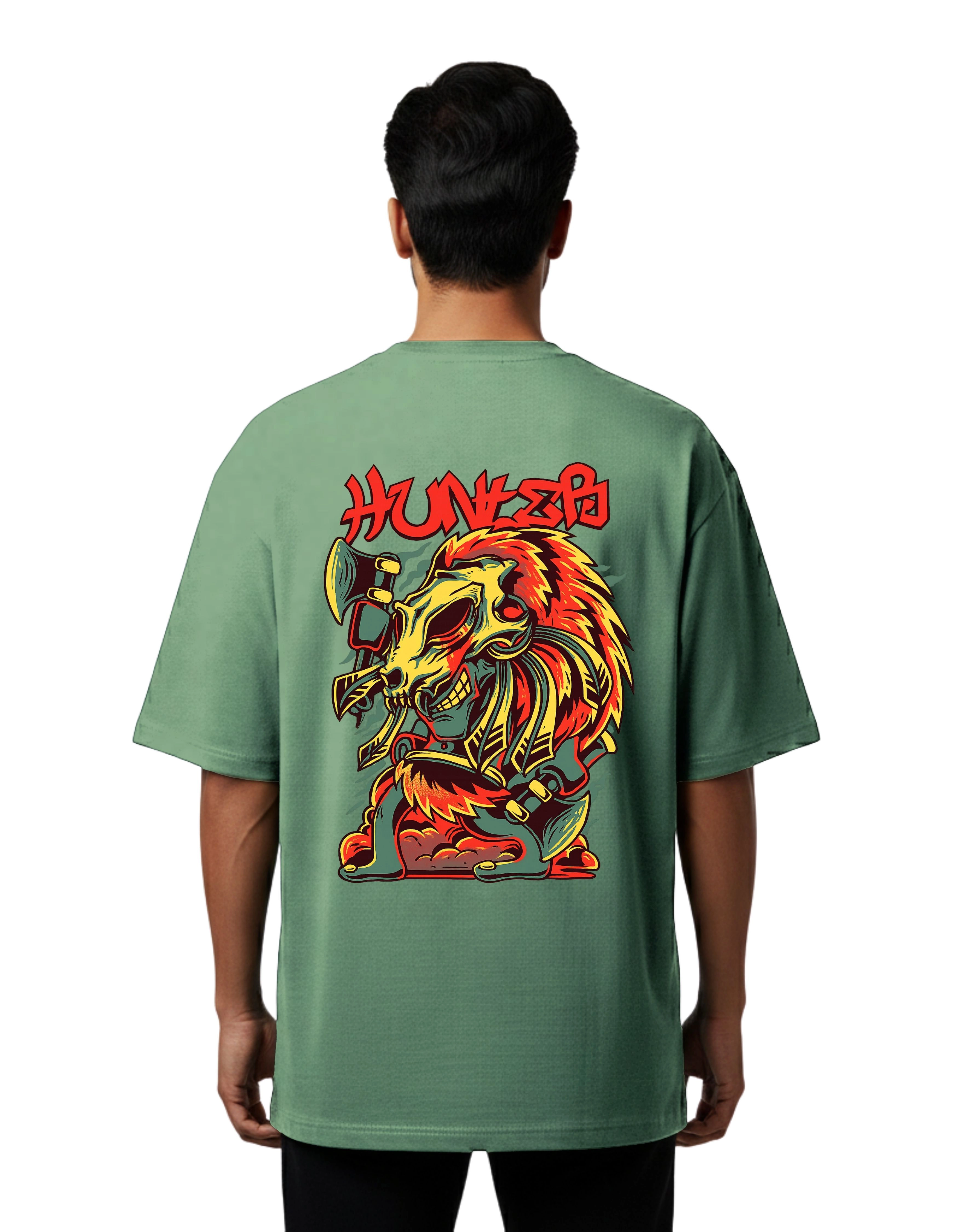 HUNTER Oversized Cotton French Terry T-Shirt 240 GSM D  Green