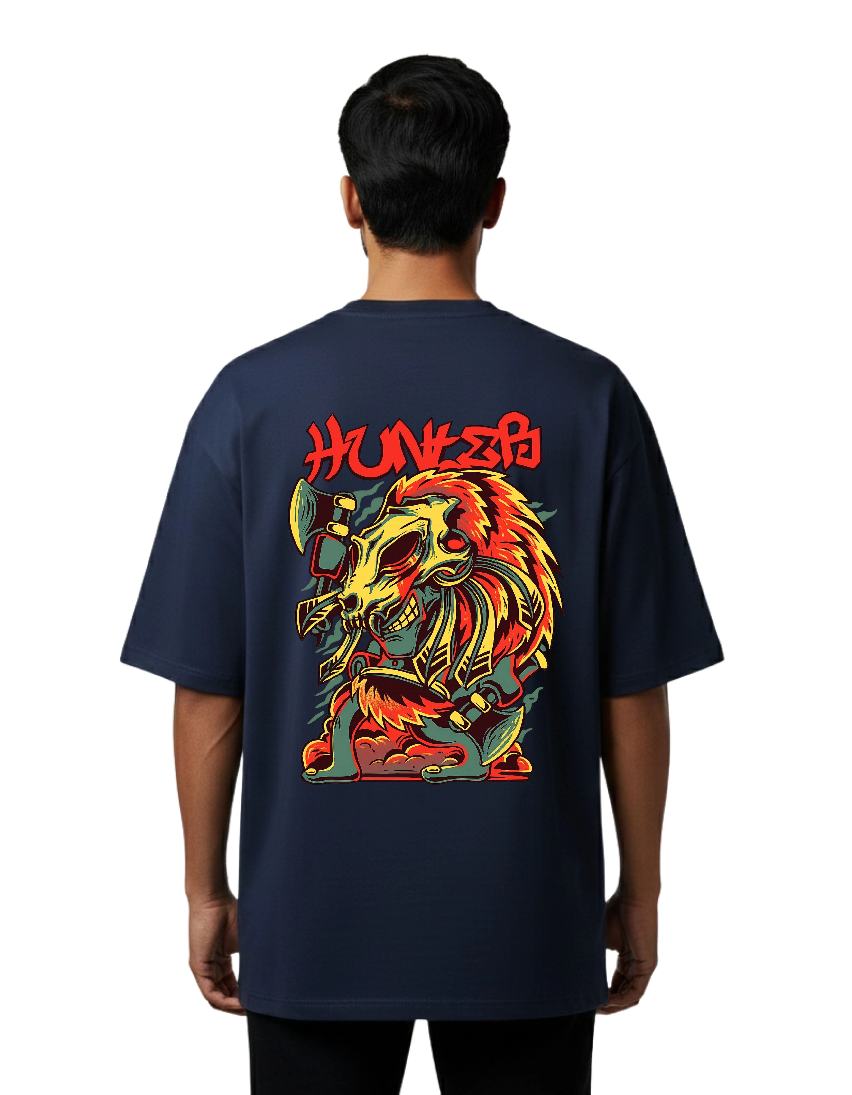 HUNTER Oversized Cotton French Terry T-Shirt 240 GSM Navy Blue