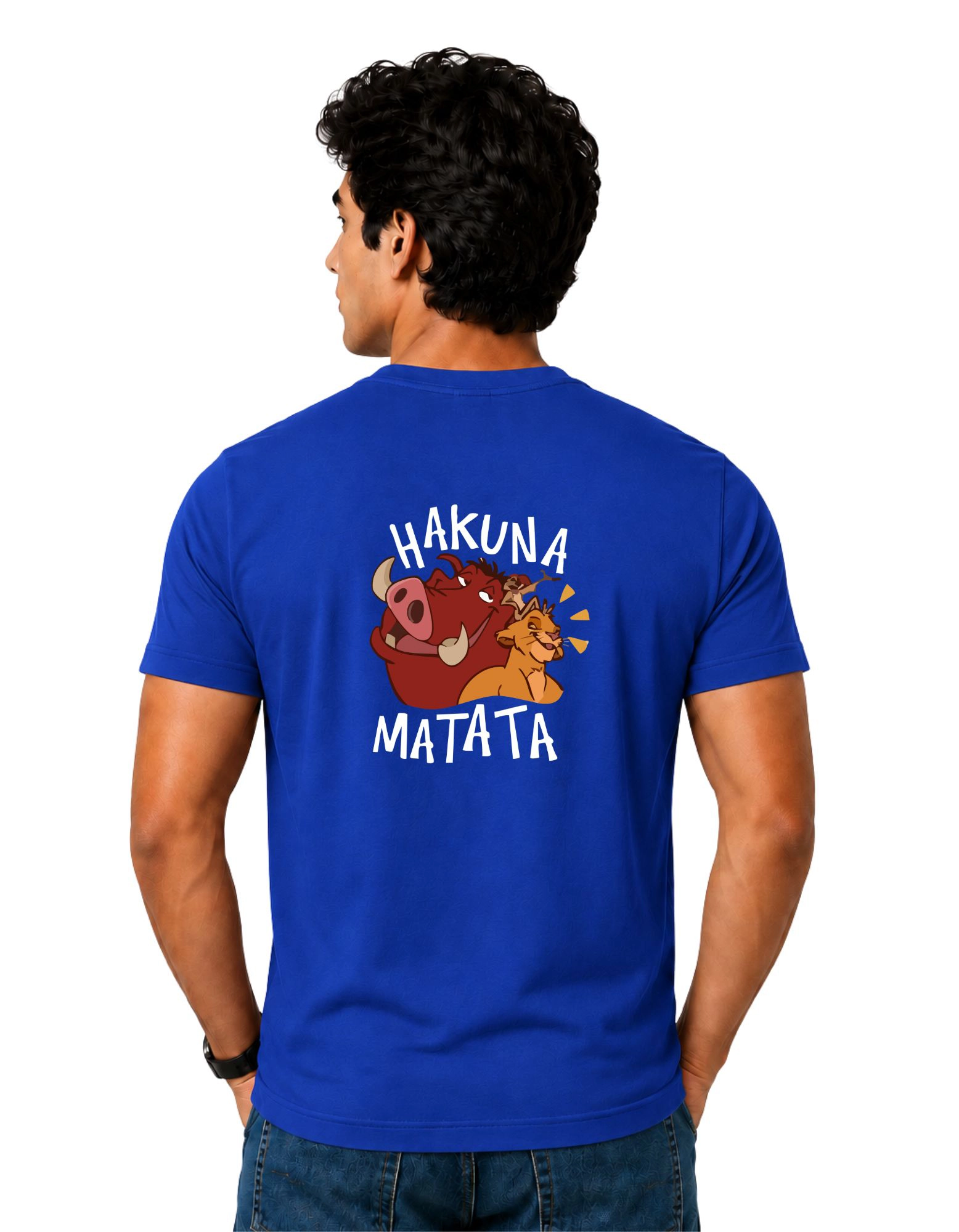 Hakuna Matata Cotton Round Neck T-Shirt 180 GSM Royal Blue