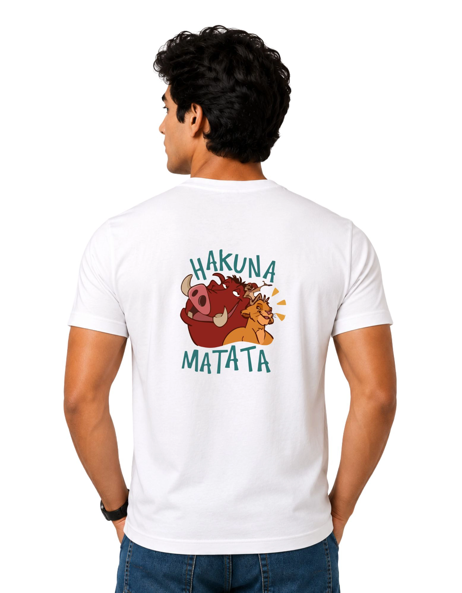 Hakuna Matata Cotton Round Neck T-Shirt 180 GSM White