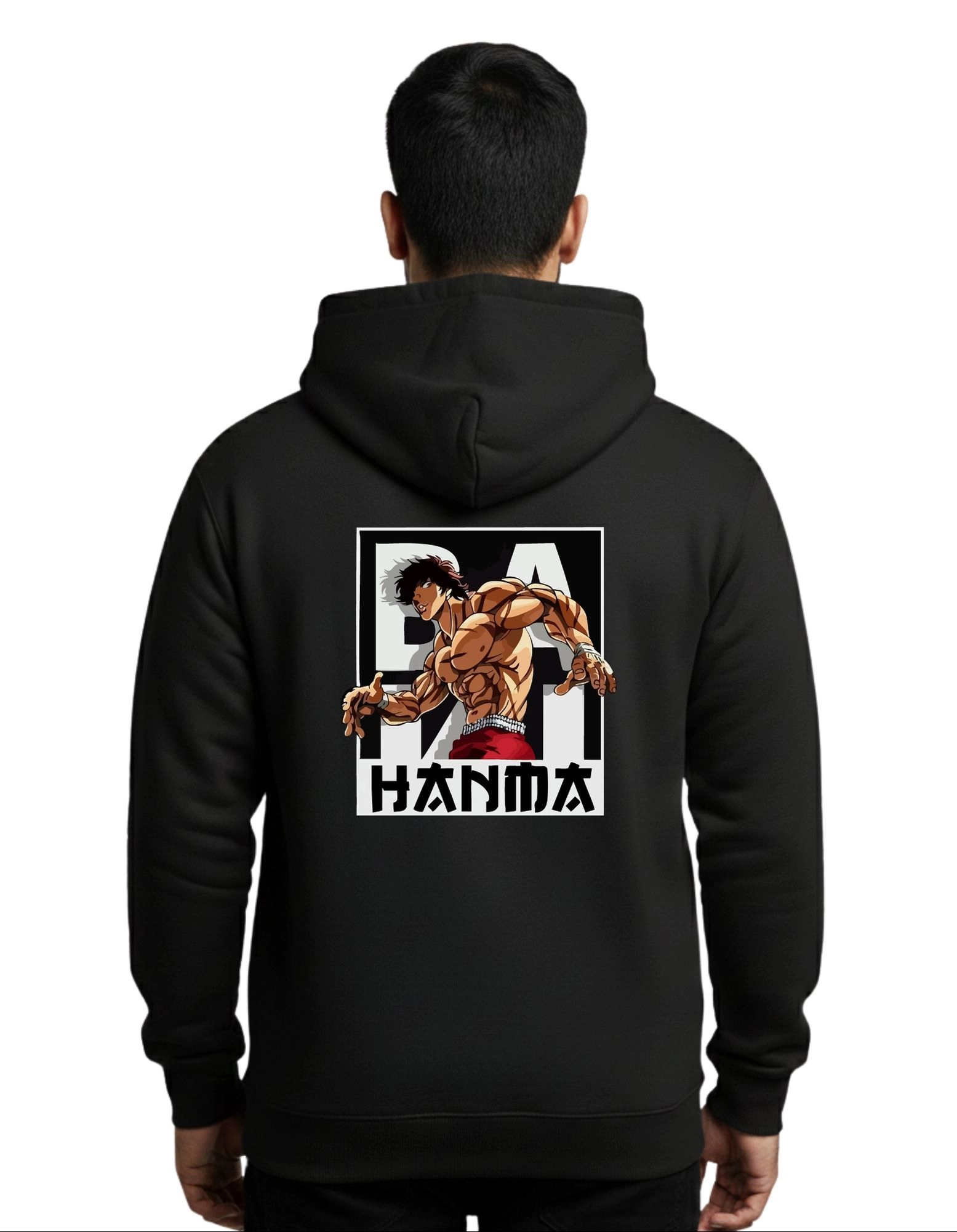 Hanma Strength Cotton Hoodie Without Zipper 300 GSM Black