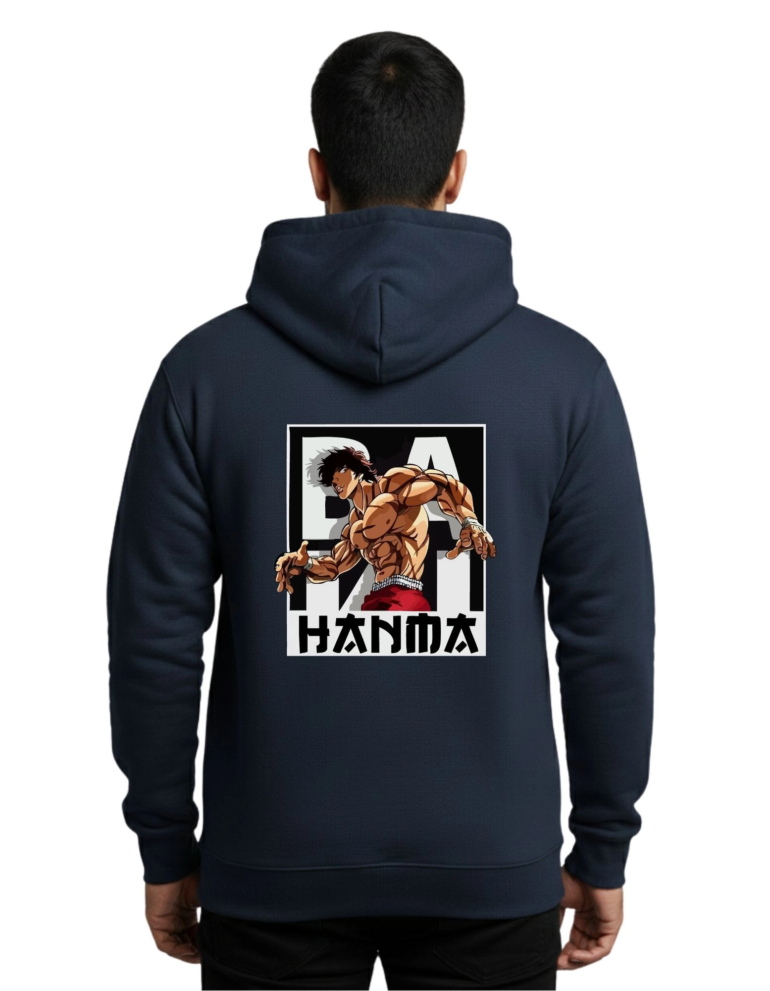 Hanma Strength Cotton Hoodie Without Zipper 300 GSM Navy Blue