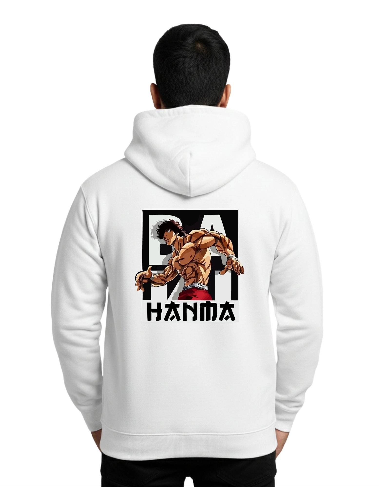 Hanma Strength Cotton Hoodie Without Zipper 300 GSM White