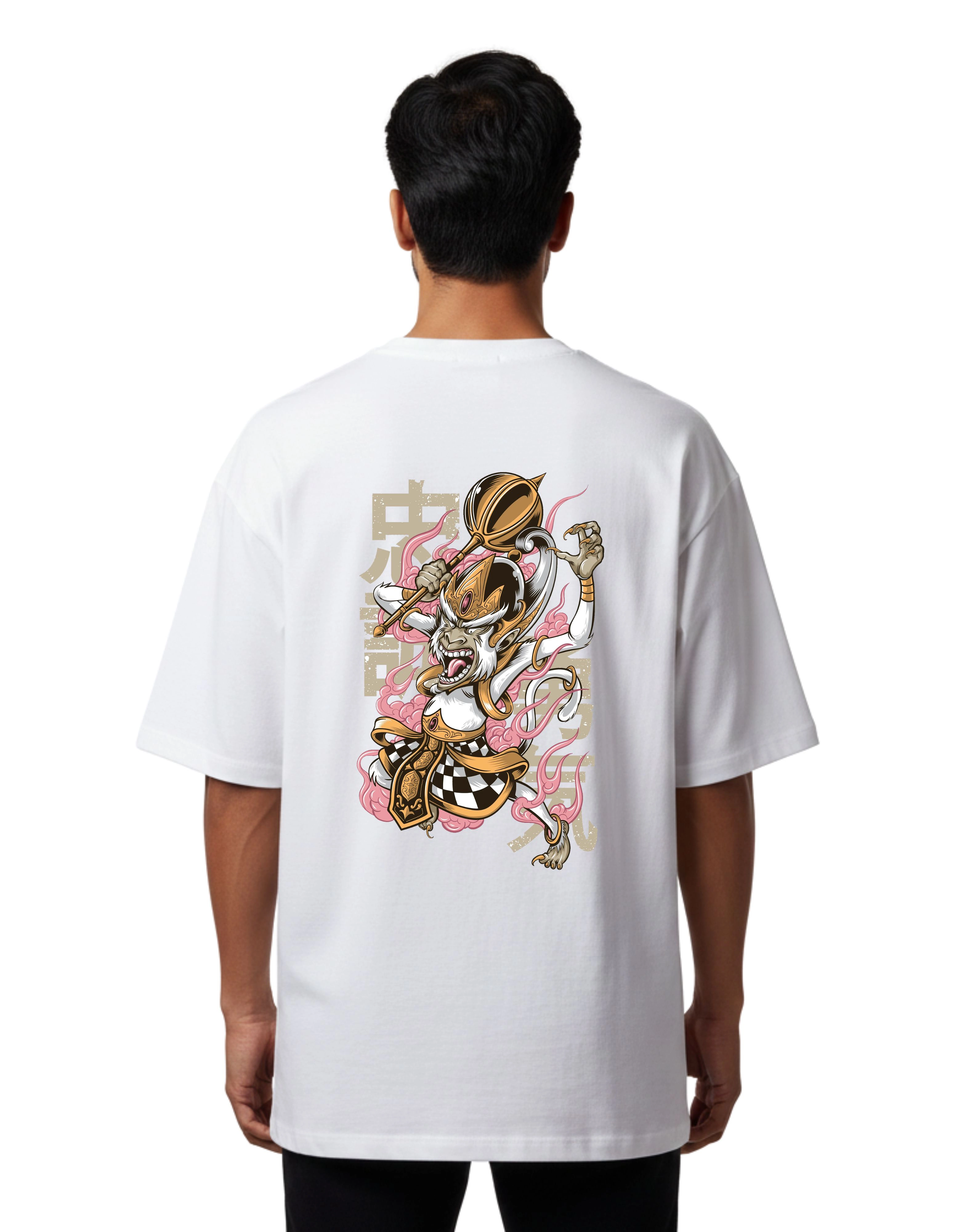 Hanuman Warrior Oversize Cotton French Terry T-Shirt 240 GSM White