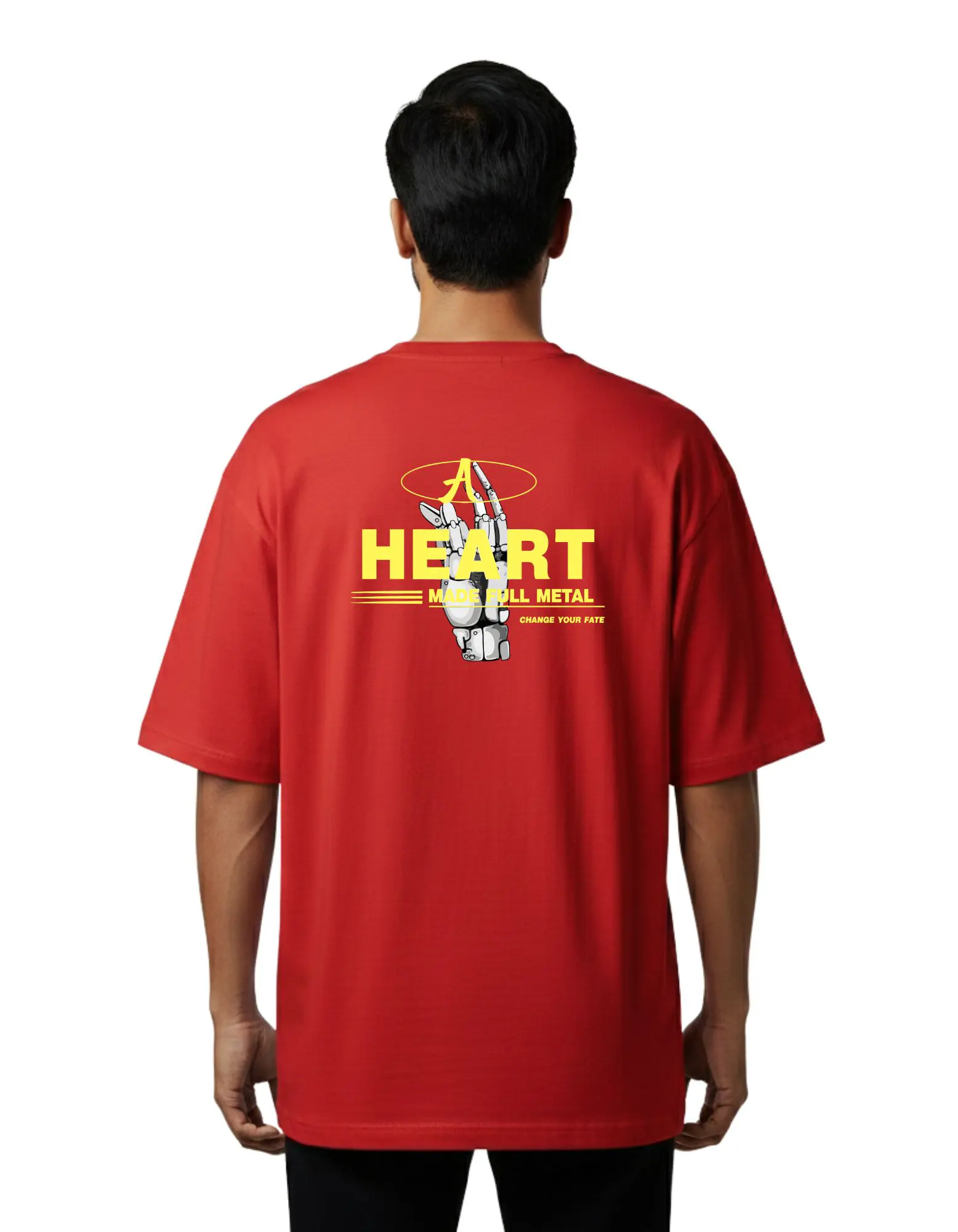 Heart Made Full Metal Oversize Cotton French Terry T-Shirt 240 GSM Red