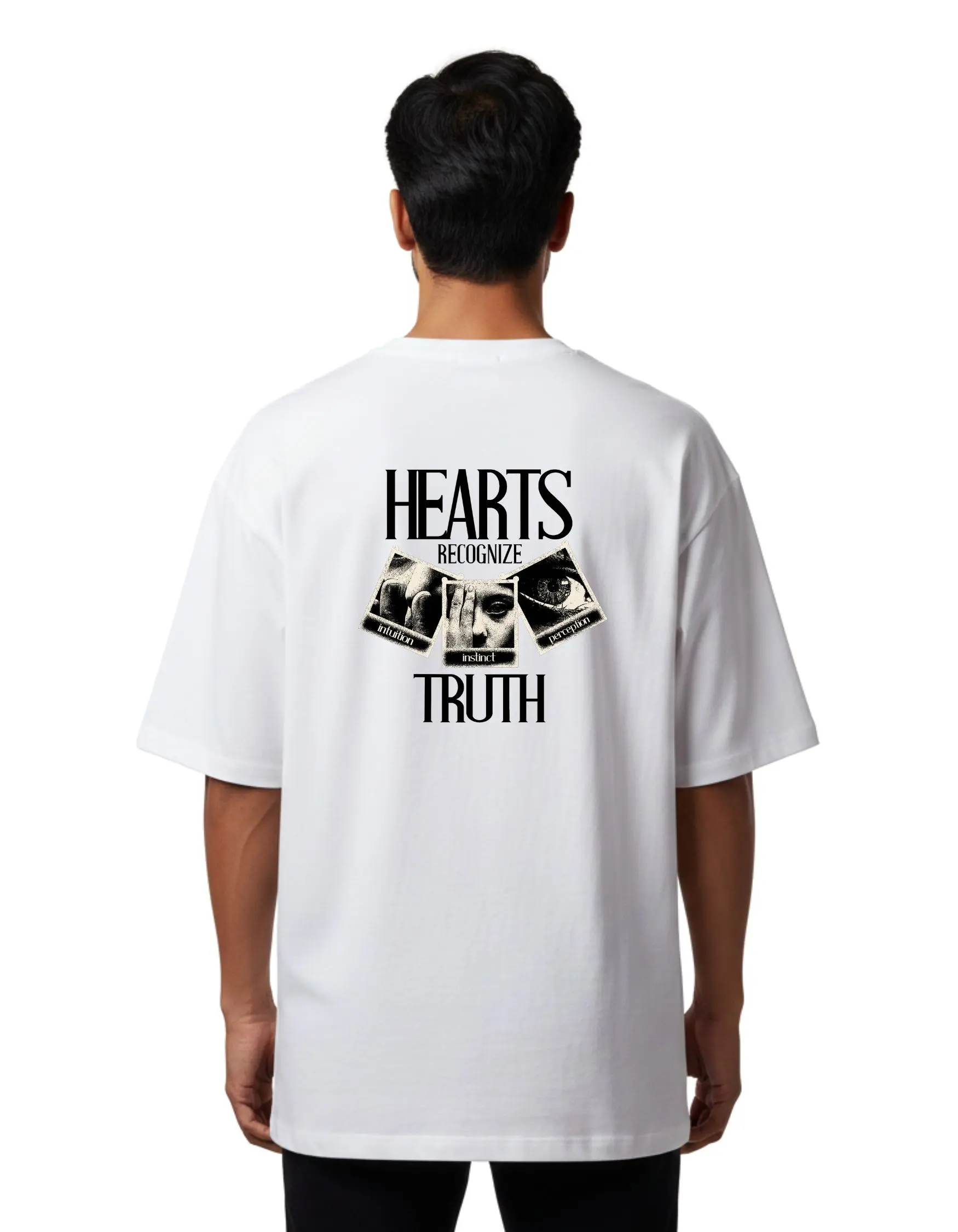 Hearts Recognize Truth Oversize Cotton French Terry T-Shirt 240 GSM White