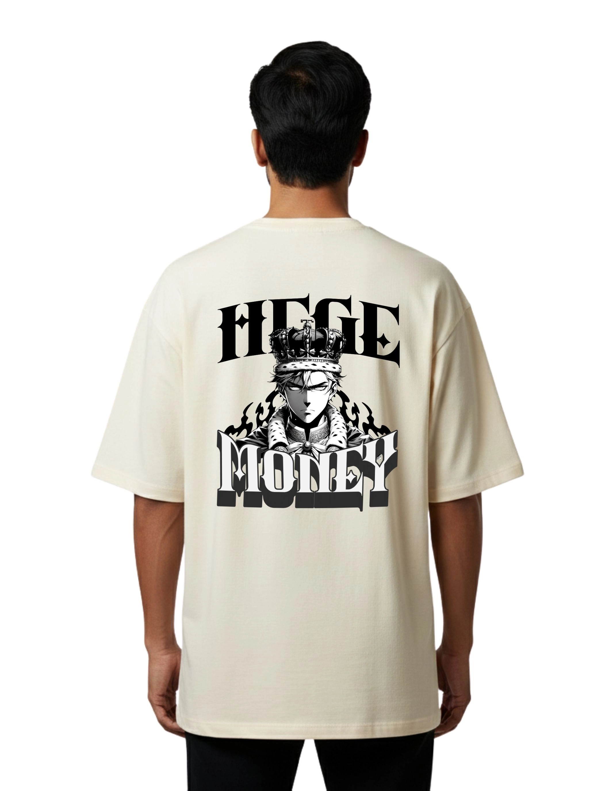 Hege Money Oversized Cotton French Terry T-Shirt 240 GSM Beige