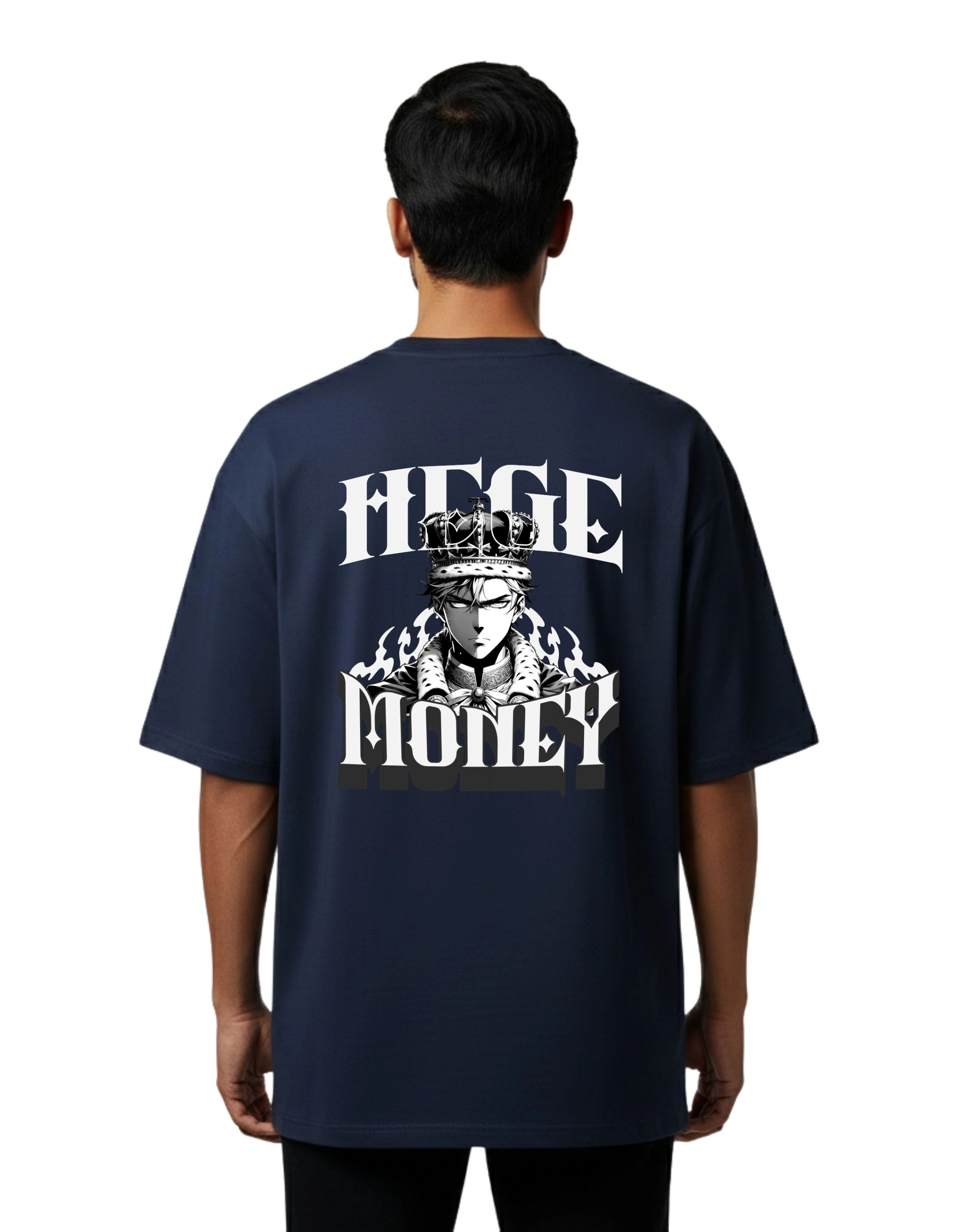 Hege Money Oversized Cotton French Terry T-Shirt 240 GSM Navy Blue