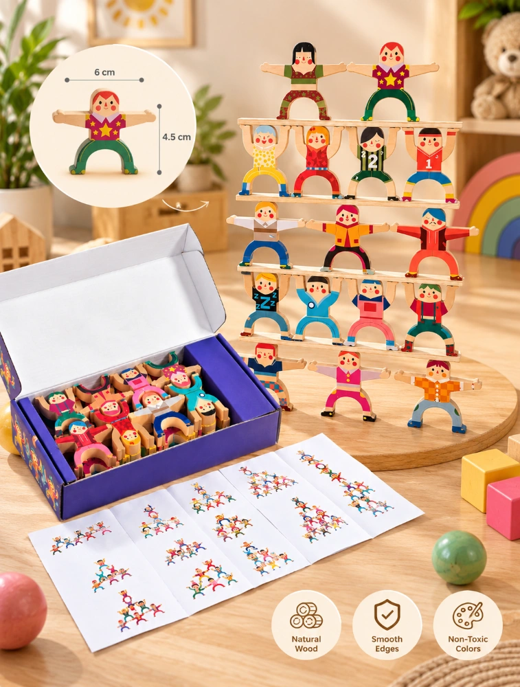 Hercules Premium Jenga Wooden Balancing And Stacking Game With 16 Figures