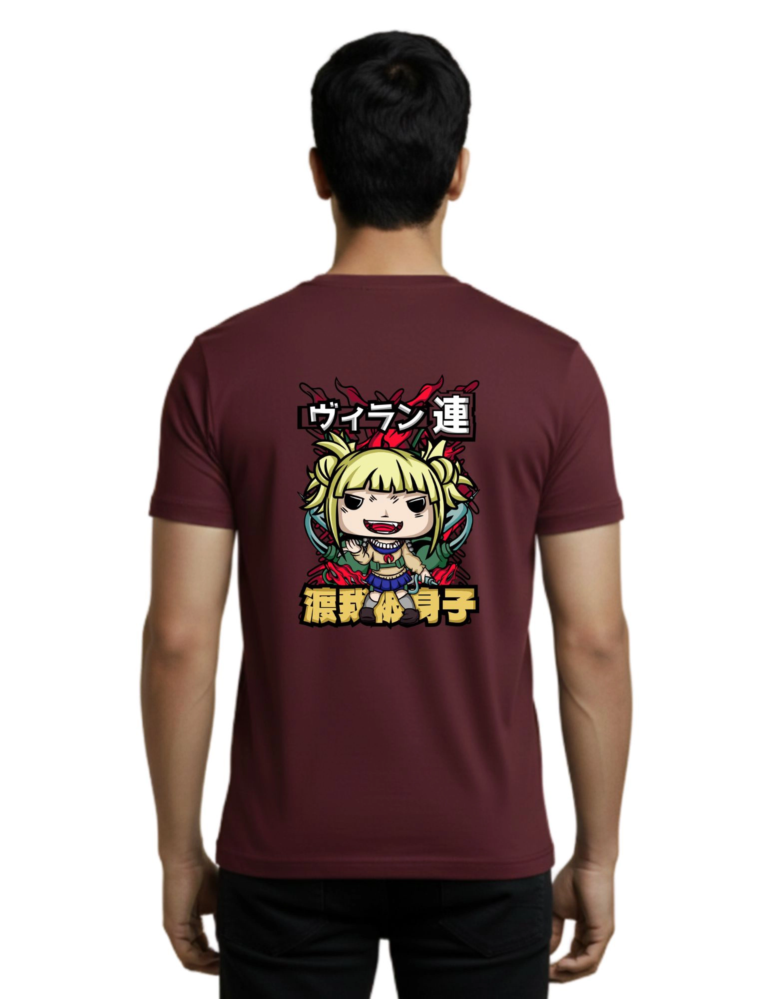 Himiko Toga Cotton Round Neck T-Shirt 180 GSM Maroon