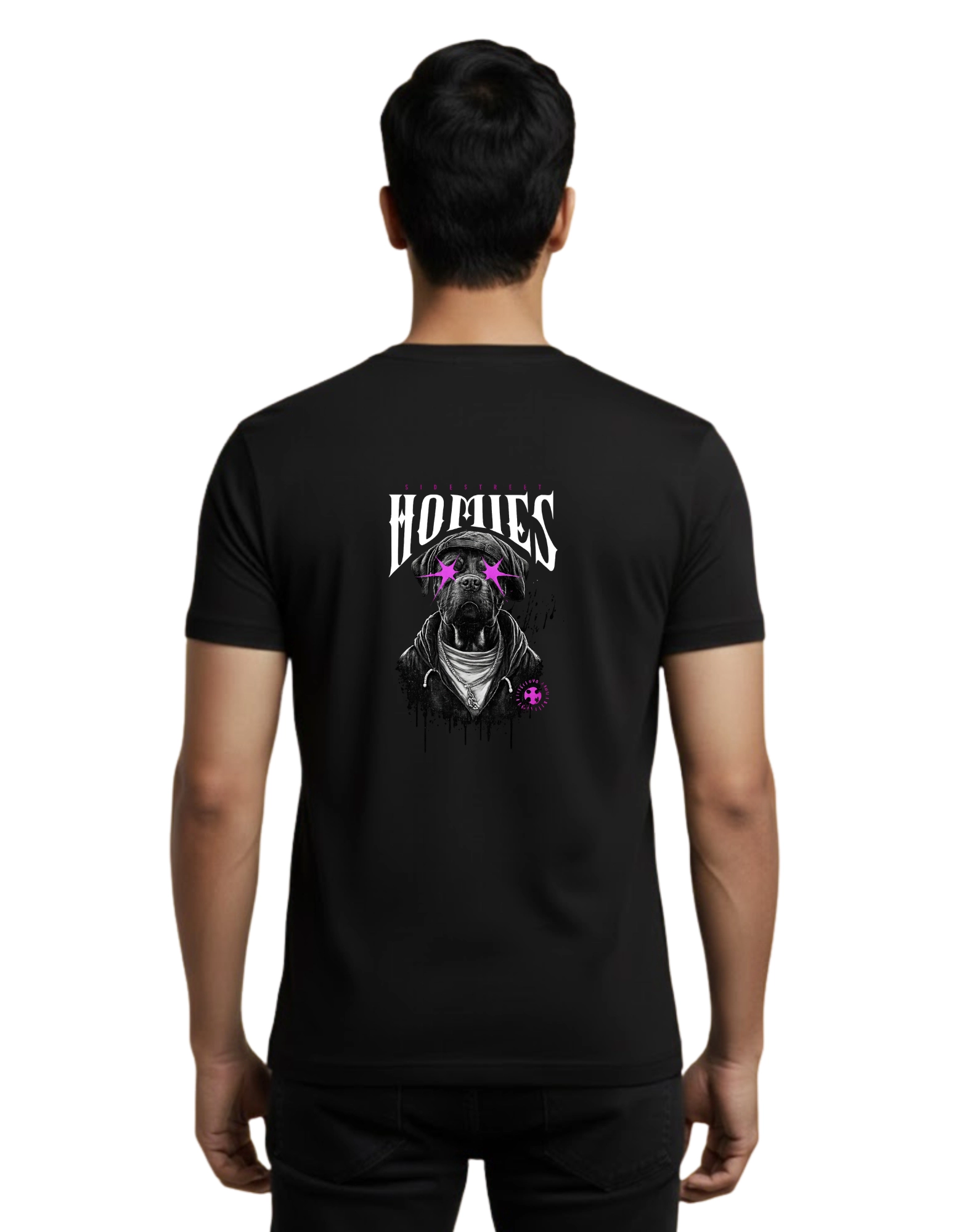 Homies Cotton Round Neck T-Shirt 180 GSM Black