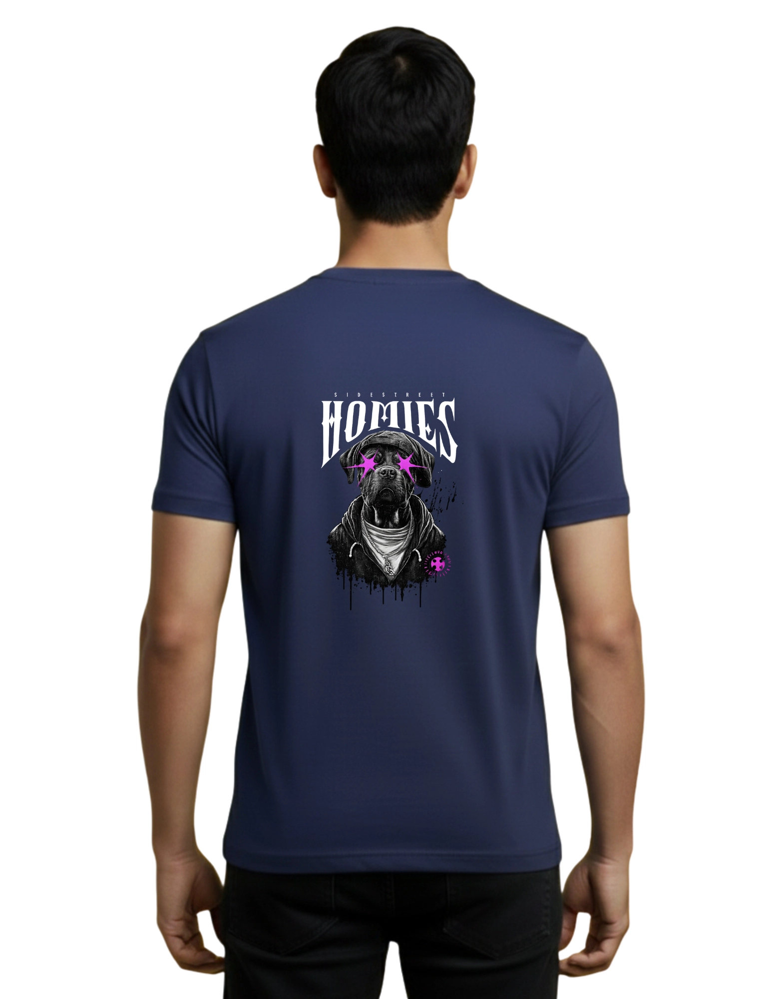 Homies Cotton Round Neck T-Shirt 180 GSM Navy Blue