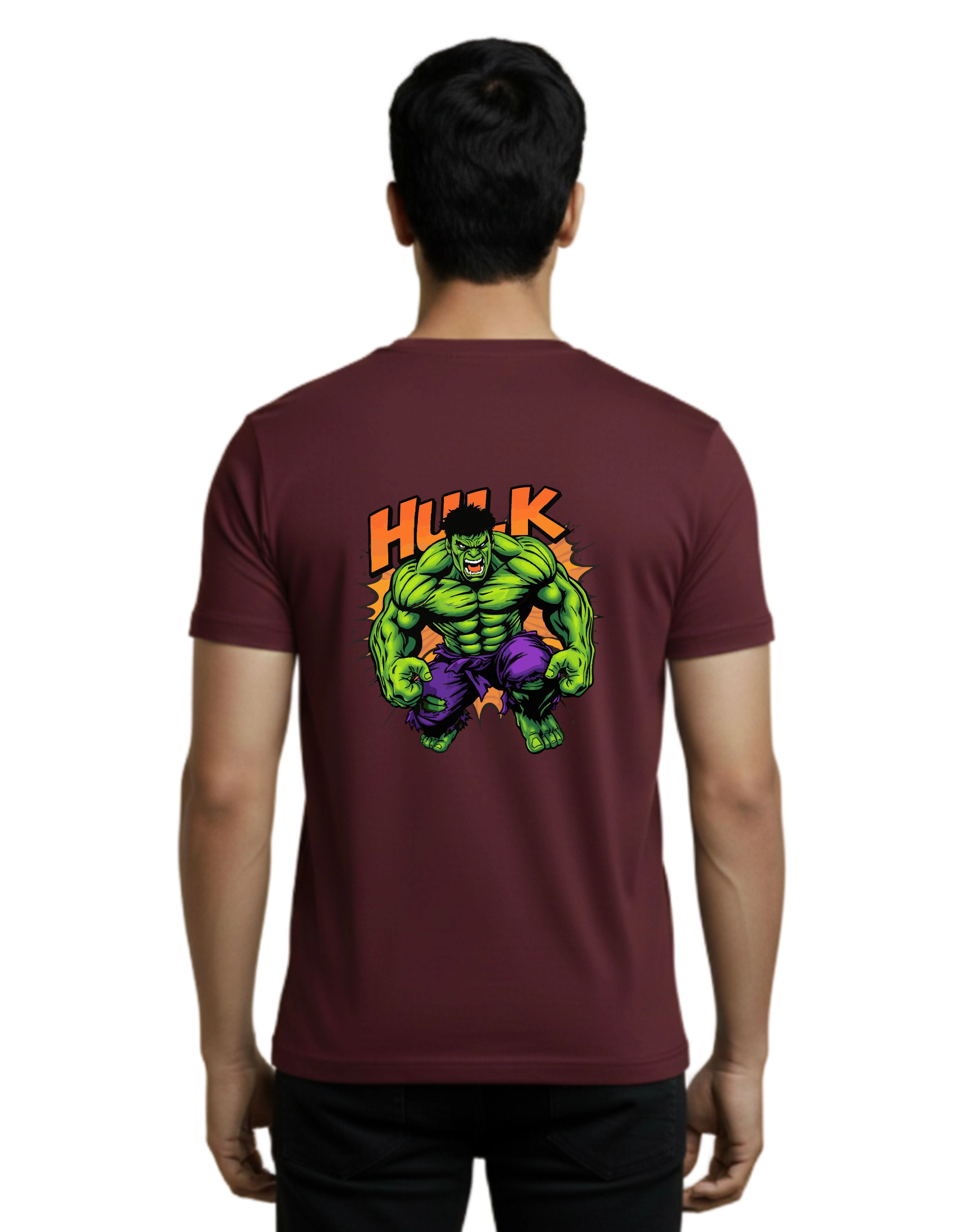 Hulk Graphic Cotton Round Neck T-Shirt 180 GSM Maroon