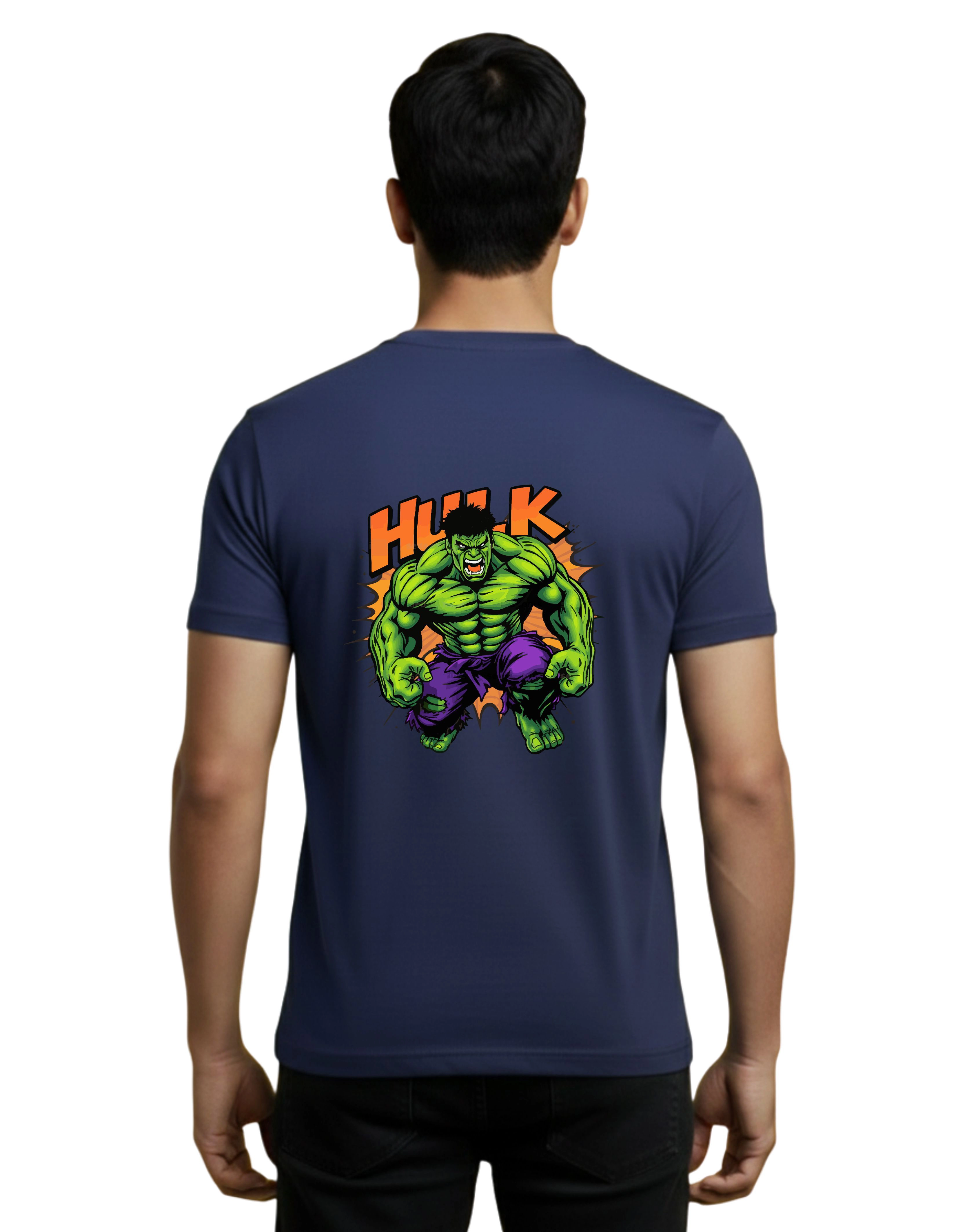 Hulk Graphic Cotton Round Neck T-Shirt 180 GSM Navy Blue