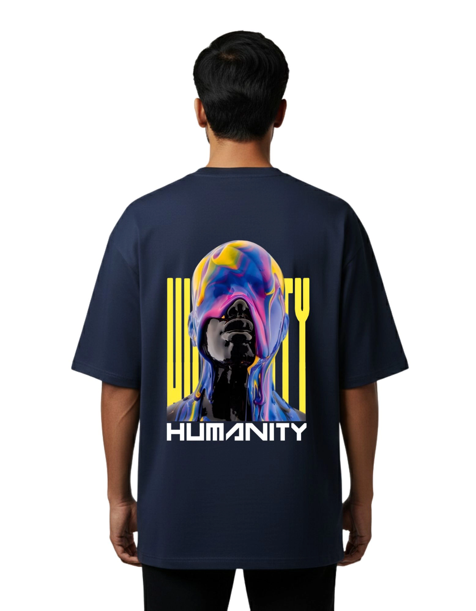 Humanity Oversized French Terry 240 GSM T-Shirt Navy Blue