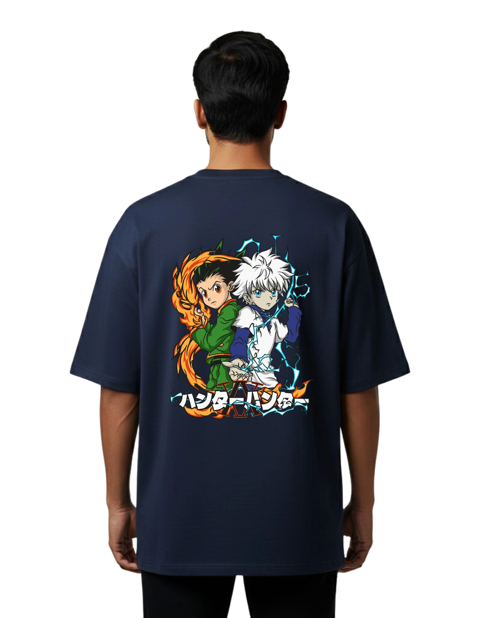 Hunter Duo Oversized Cotton French Terry T-Shirt 240 GSM Navy Blue