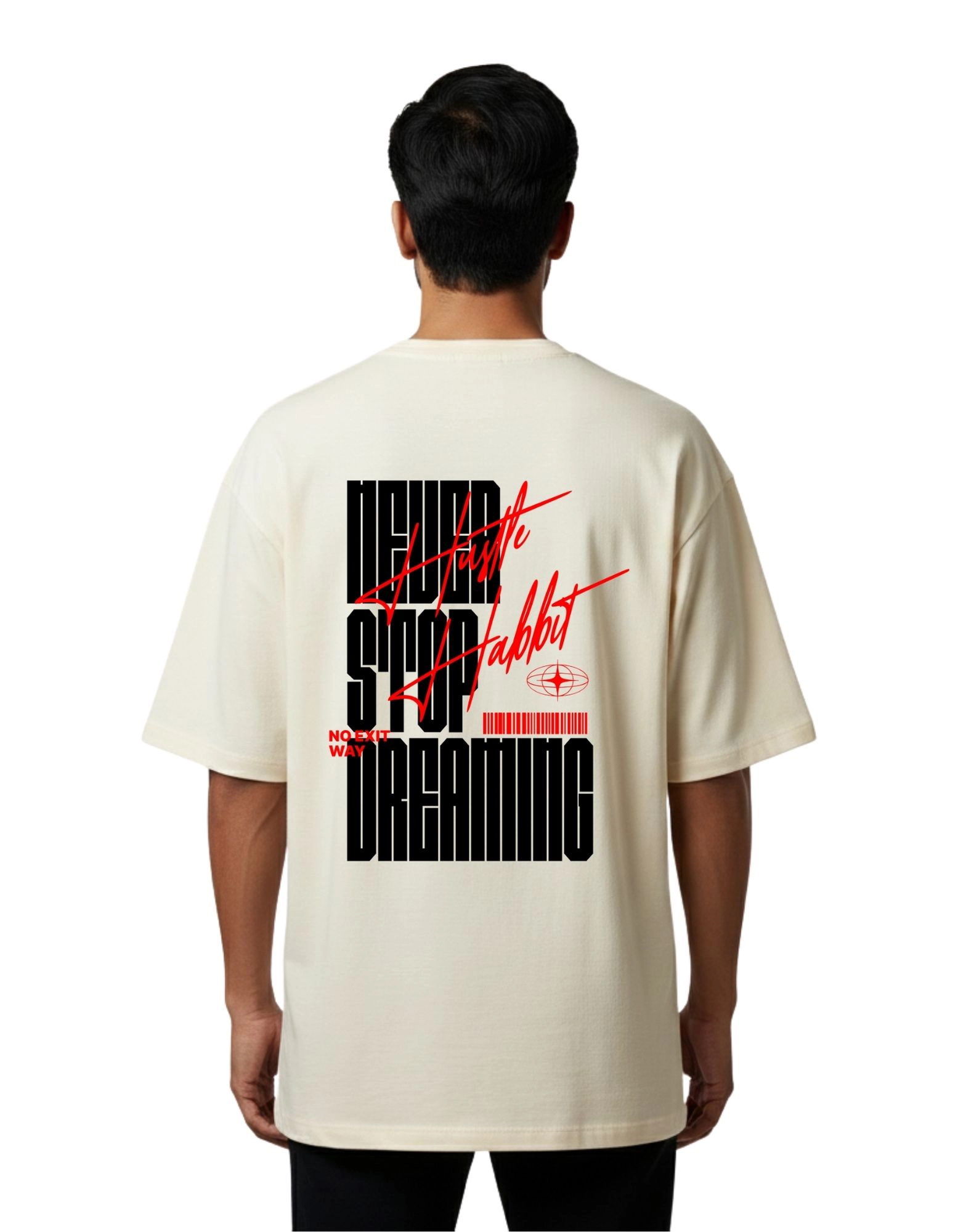 Hustle Habit Oversized Cotton French Terry T-Shirt 240 GSM Beige