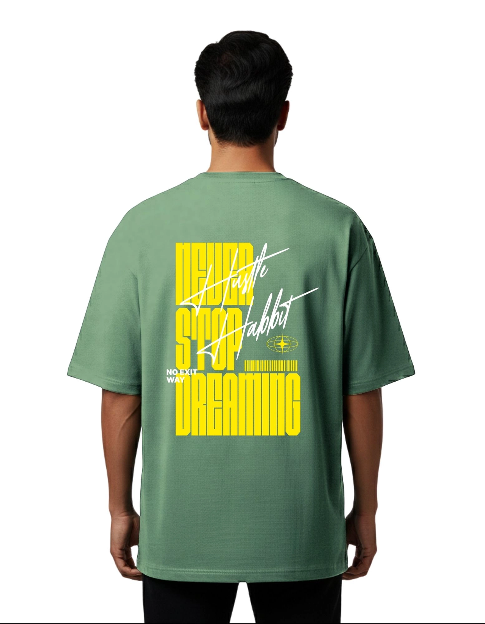 Hustle Habit Oversized Cotton French Terry T-Shirt 240 GSM D Green