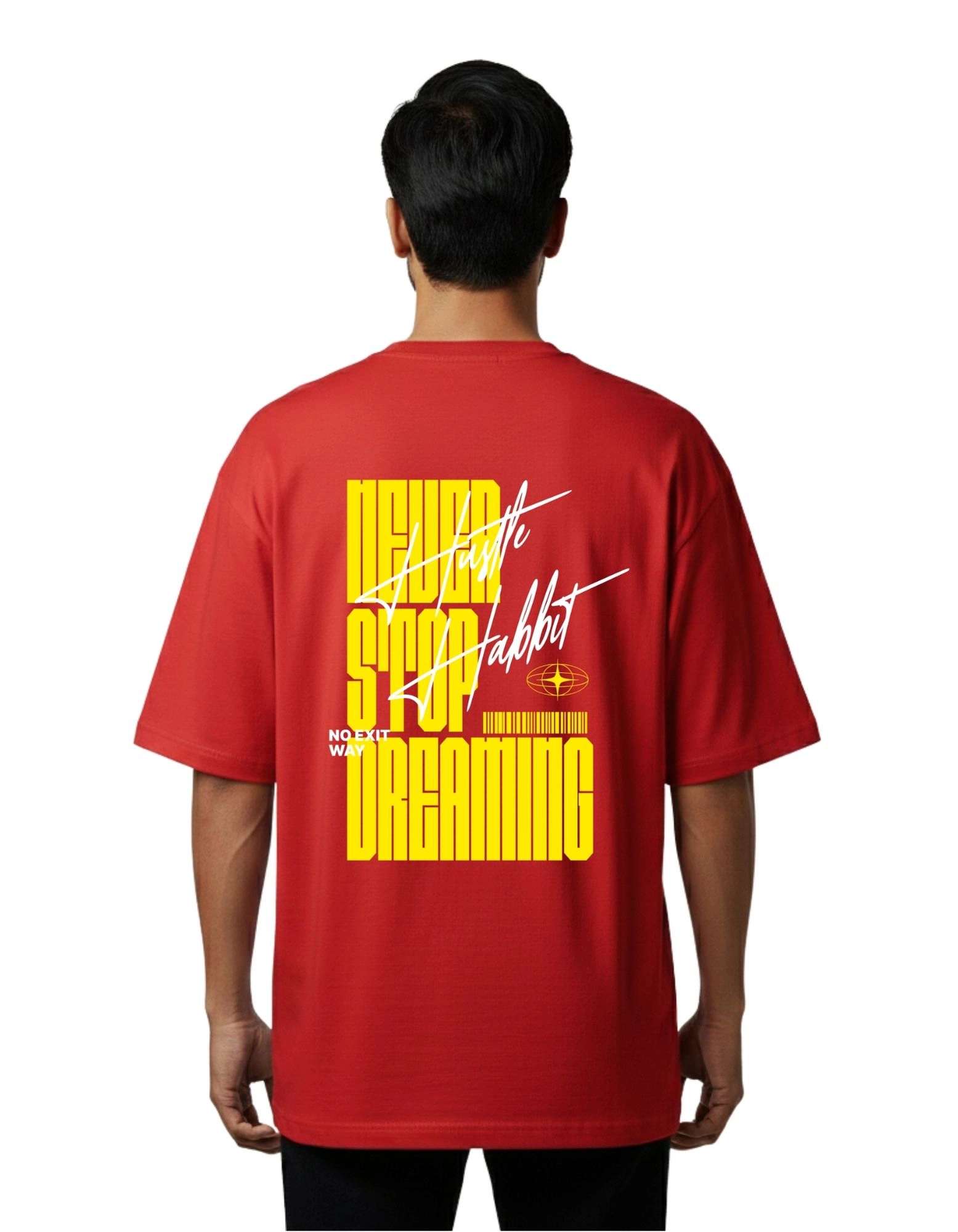 Hustle Habit Oversized Cotton French Terry T-Shirt 240 GSM Red