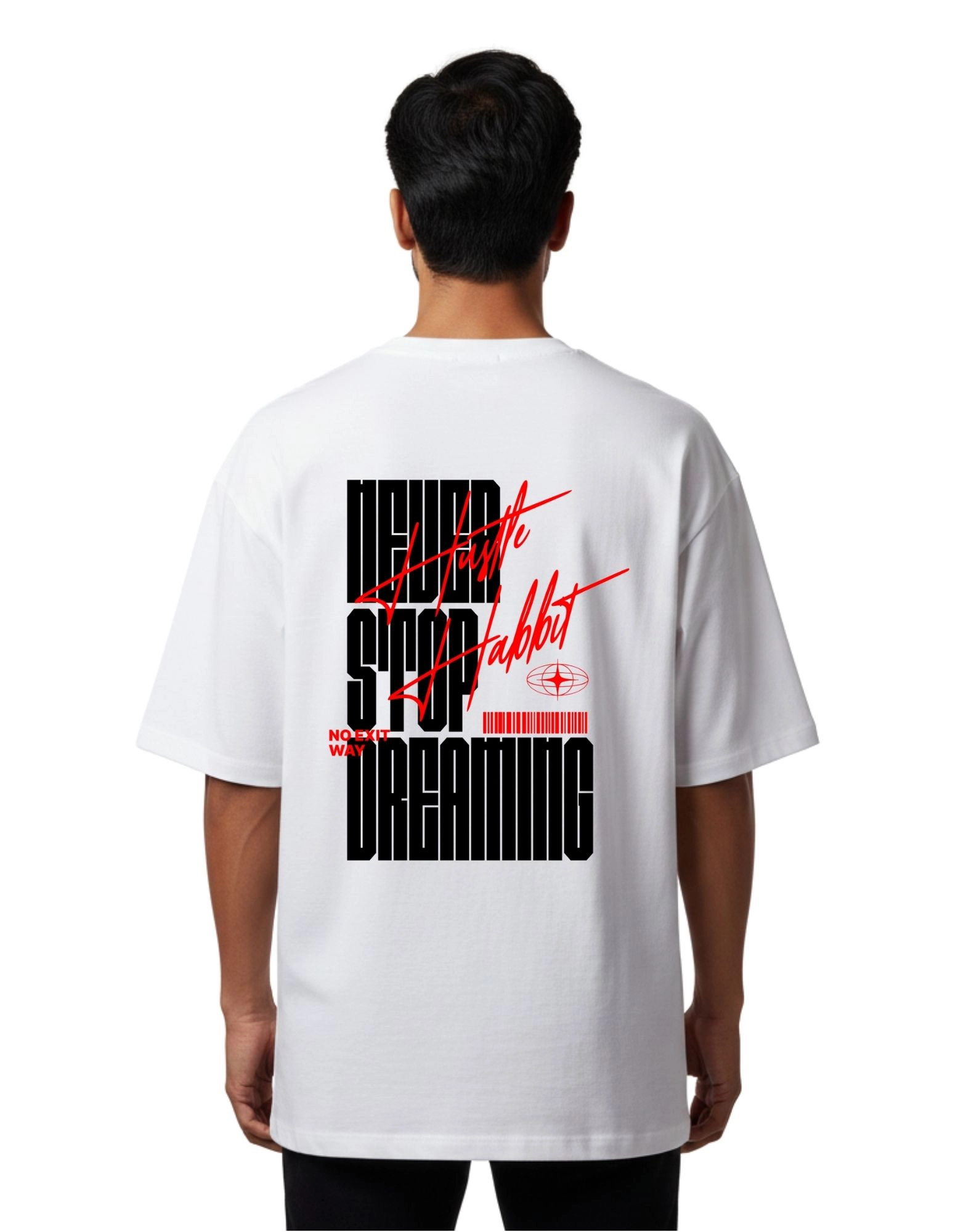 Hustle Habit Oversized Cotton French Terry T-Shirt 240 GSM White