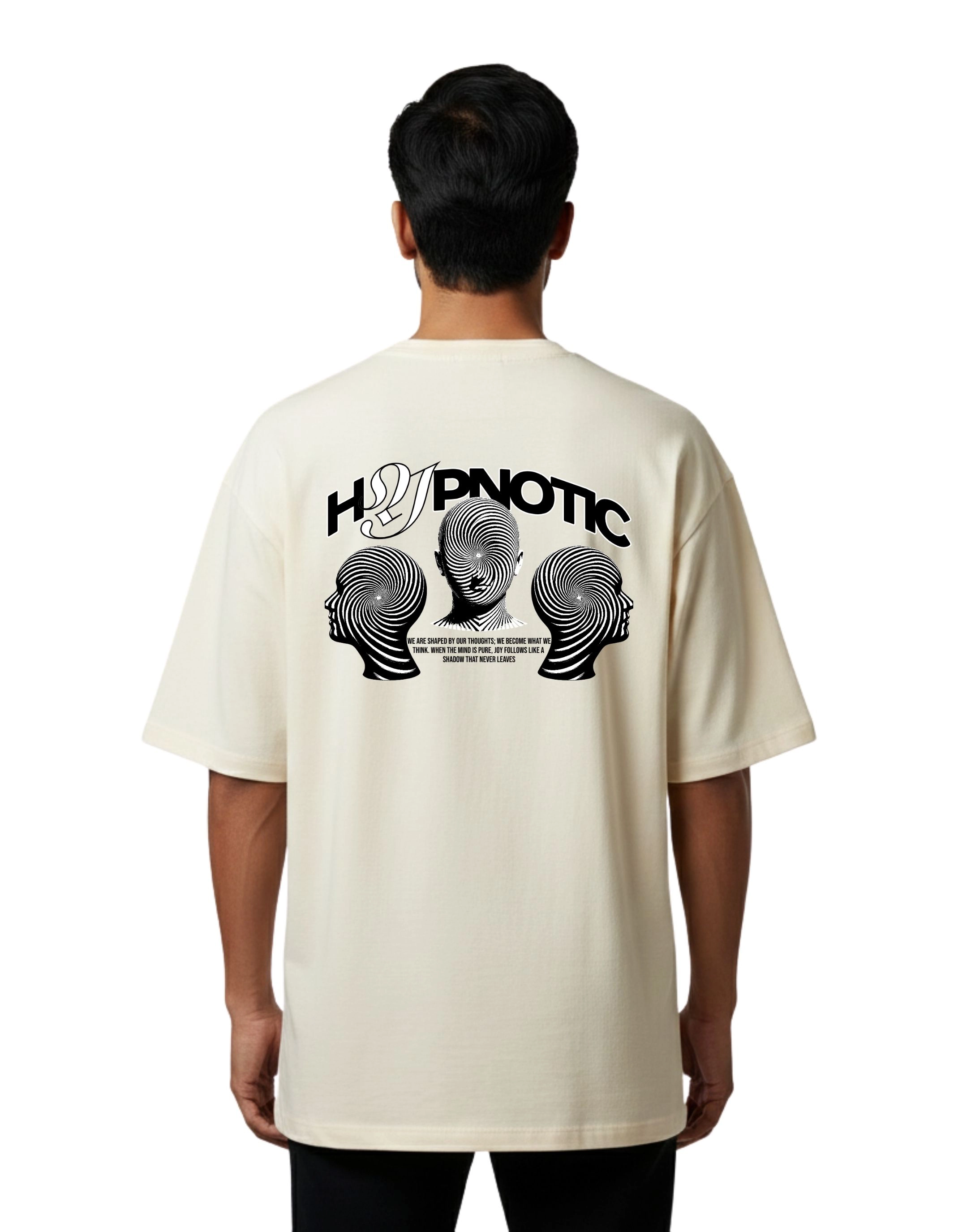 Hypnotic Mind Oversized Cotton French Terry T-Shirt 240 GSM Beige