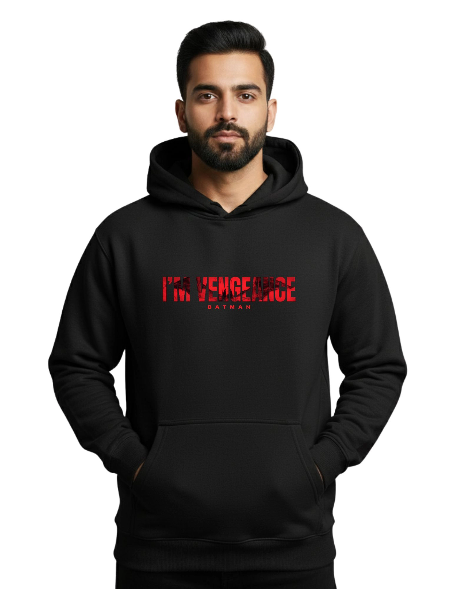 I’m Vengeance Graphic Hoodie 300 GSM Without Zipper  Black