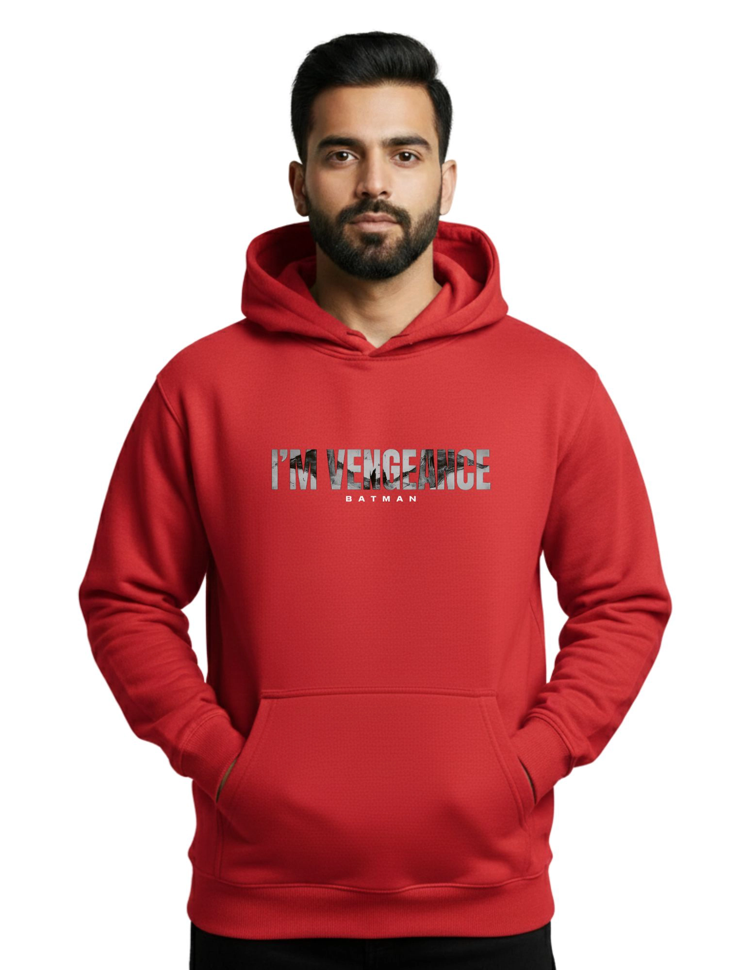 I’m Vengeance Graphic Hoodie 300 GSM Without Zipper  Red