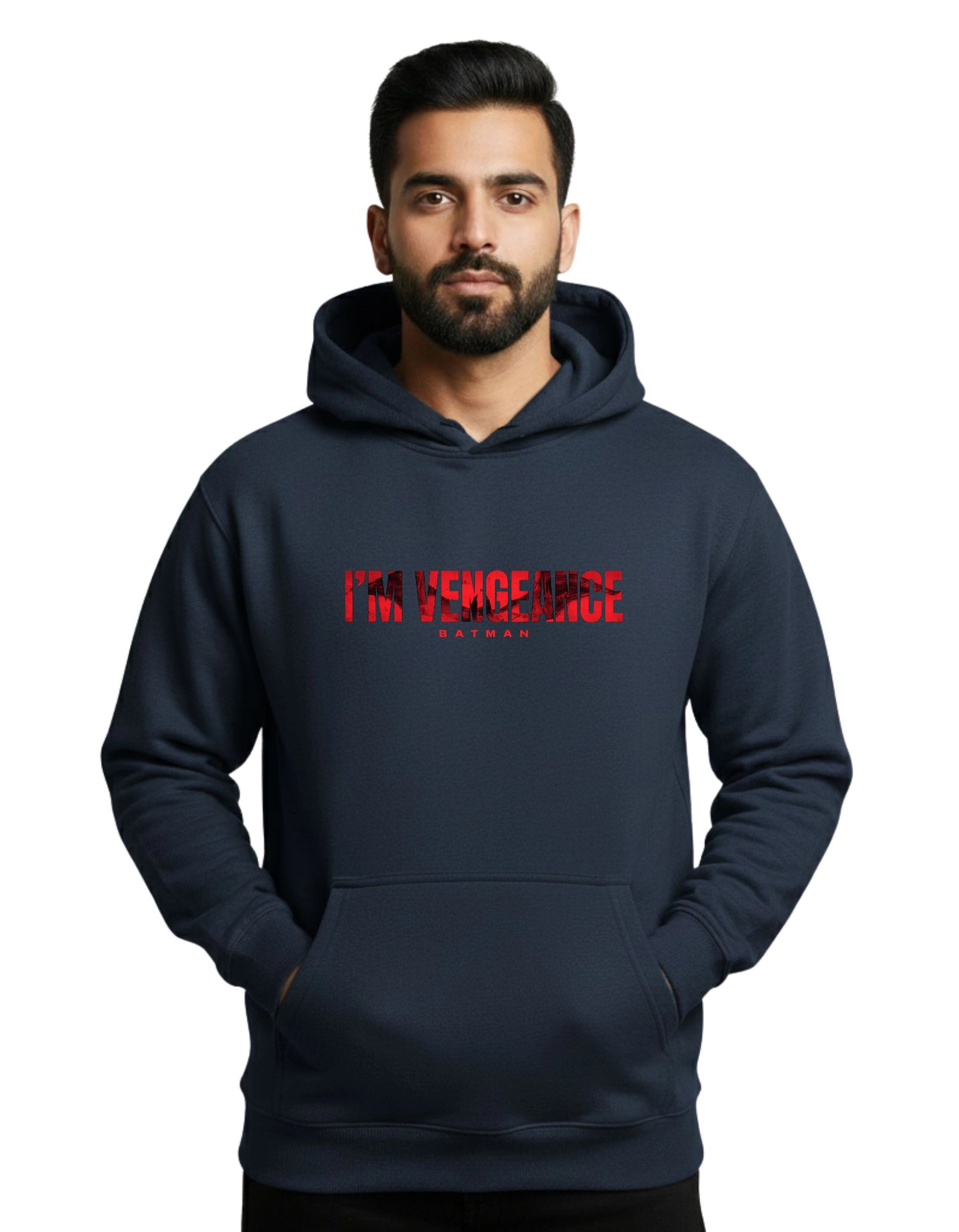 I’m Vengeance Graphic Hoodie 300 GSM Without Zipper Navy Blue