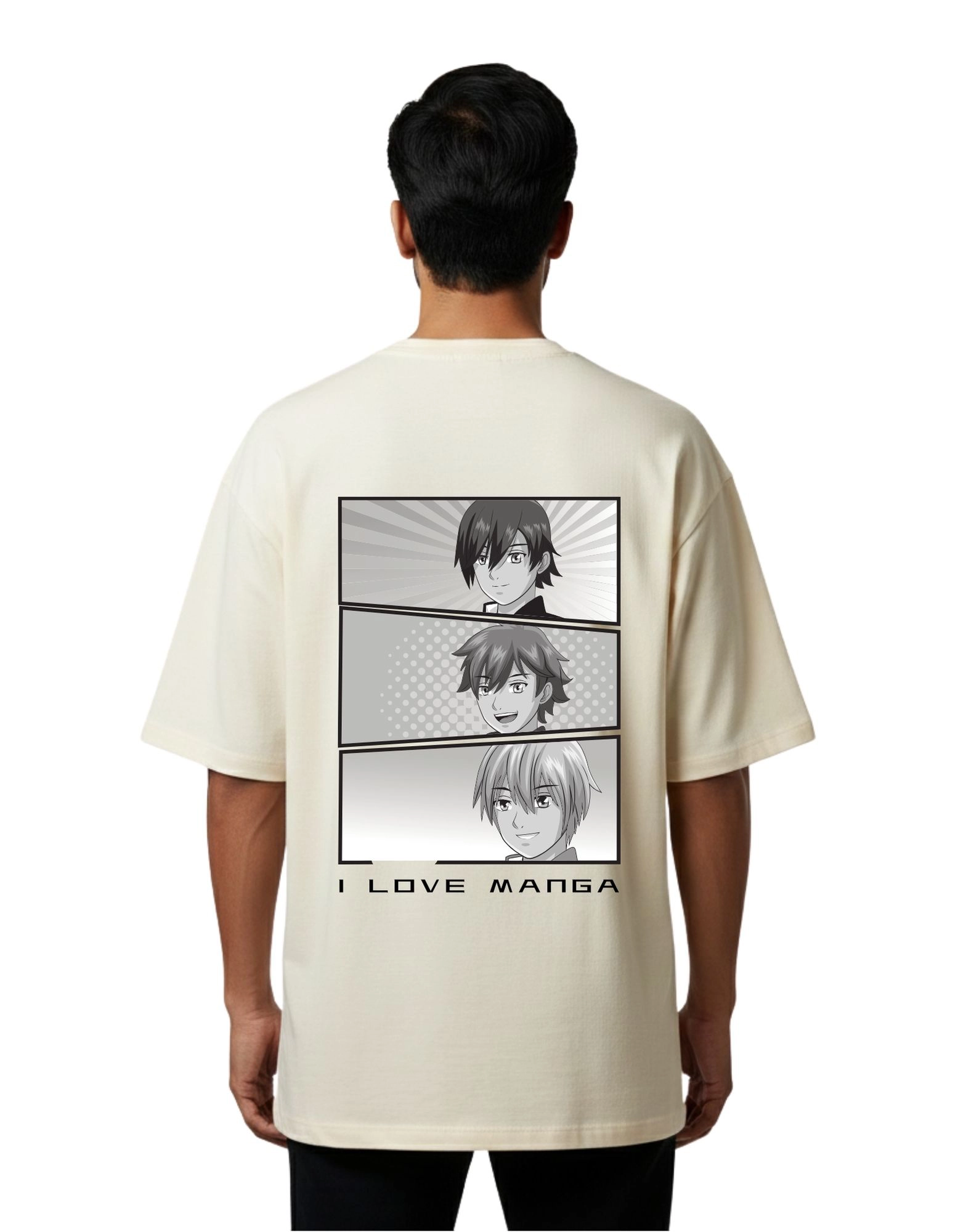 I Love Manga Oversized French Terry 240 GSM T-Shirt Beige