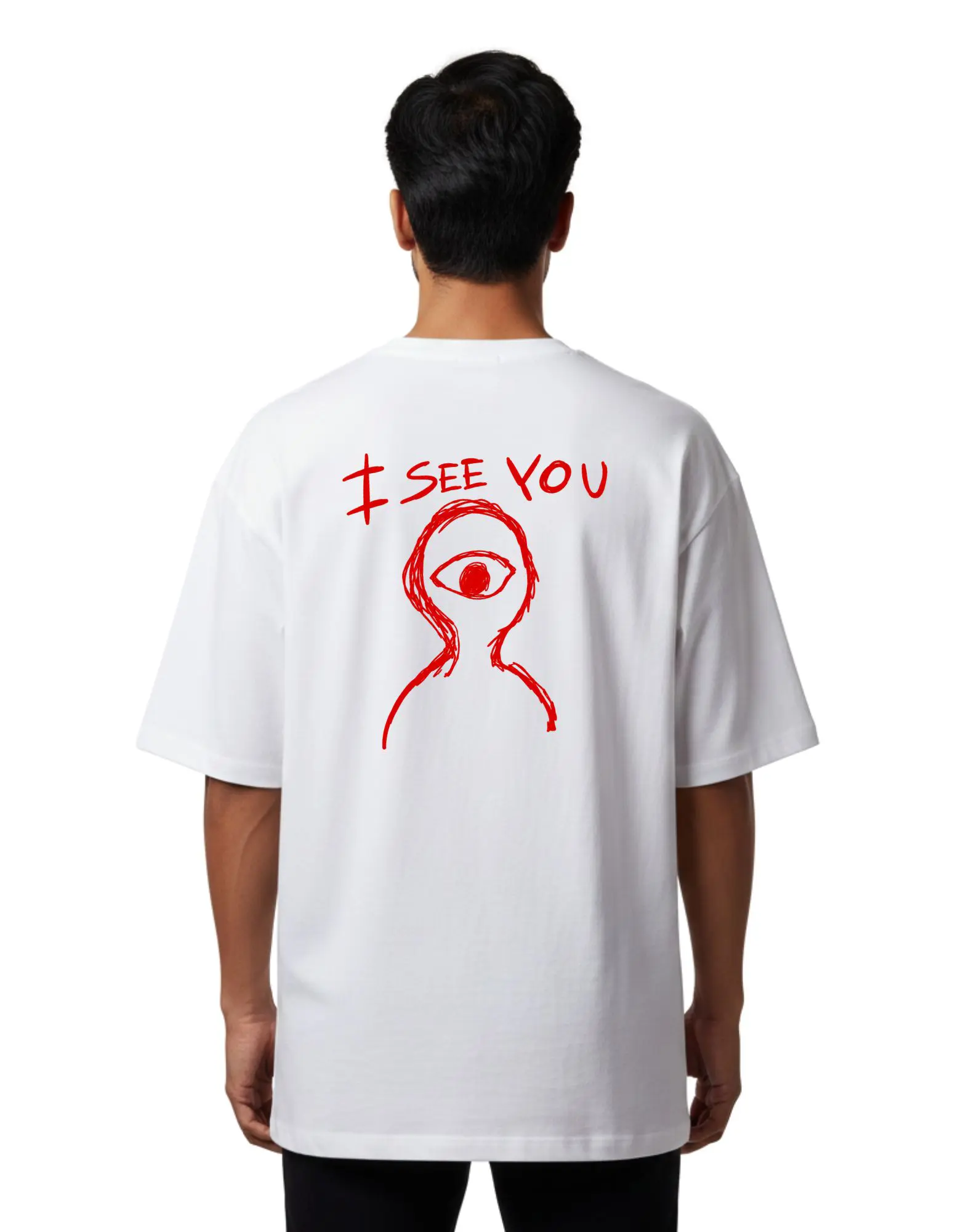 I See You Oversize Cotton French Terry T-Shirt 240 GSM White