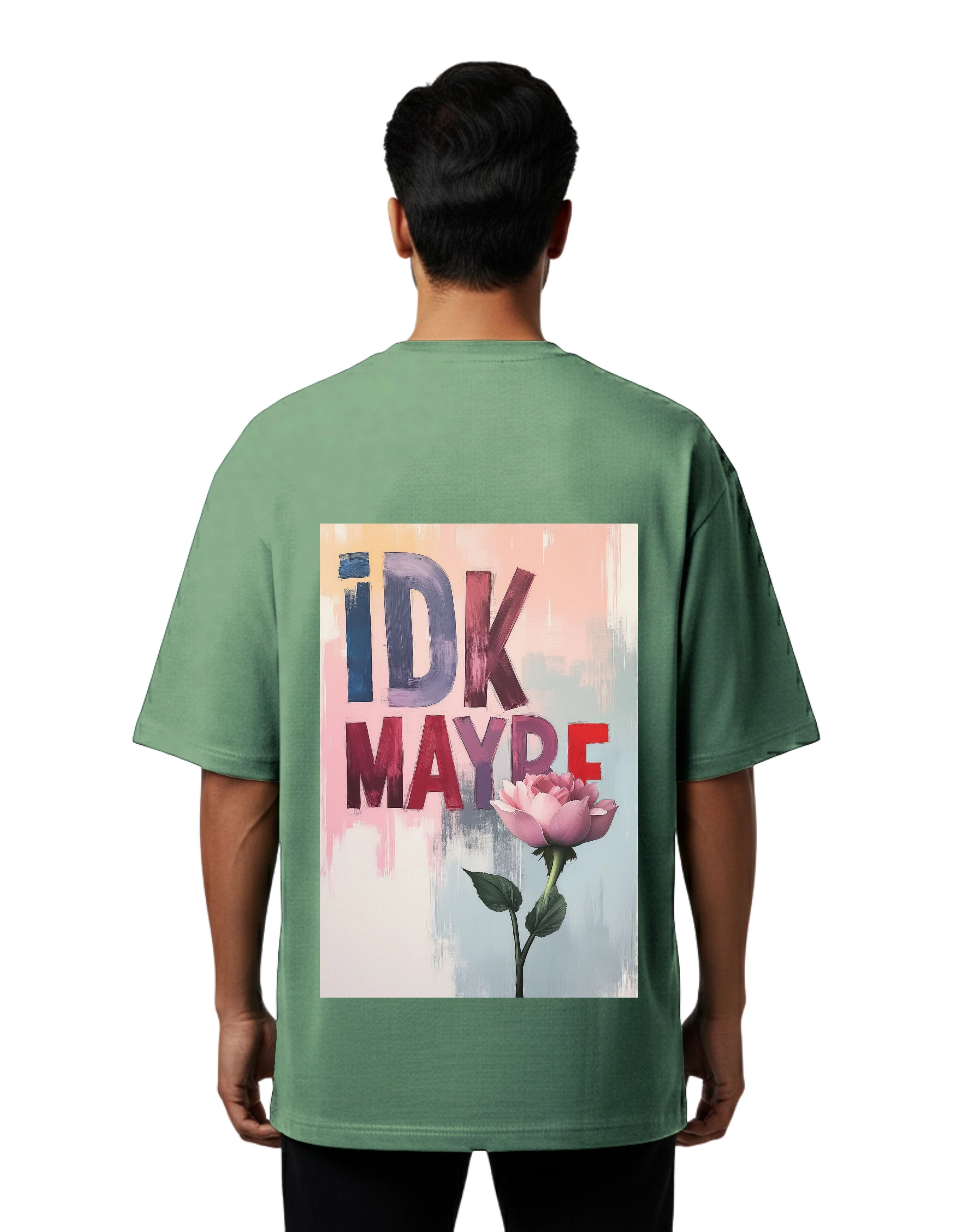 IDK Maybe Oversized French Terry T-Shirt 240 GSM Half Sleeve  D Green