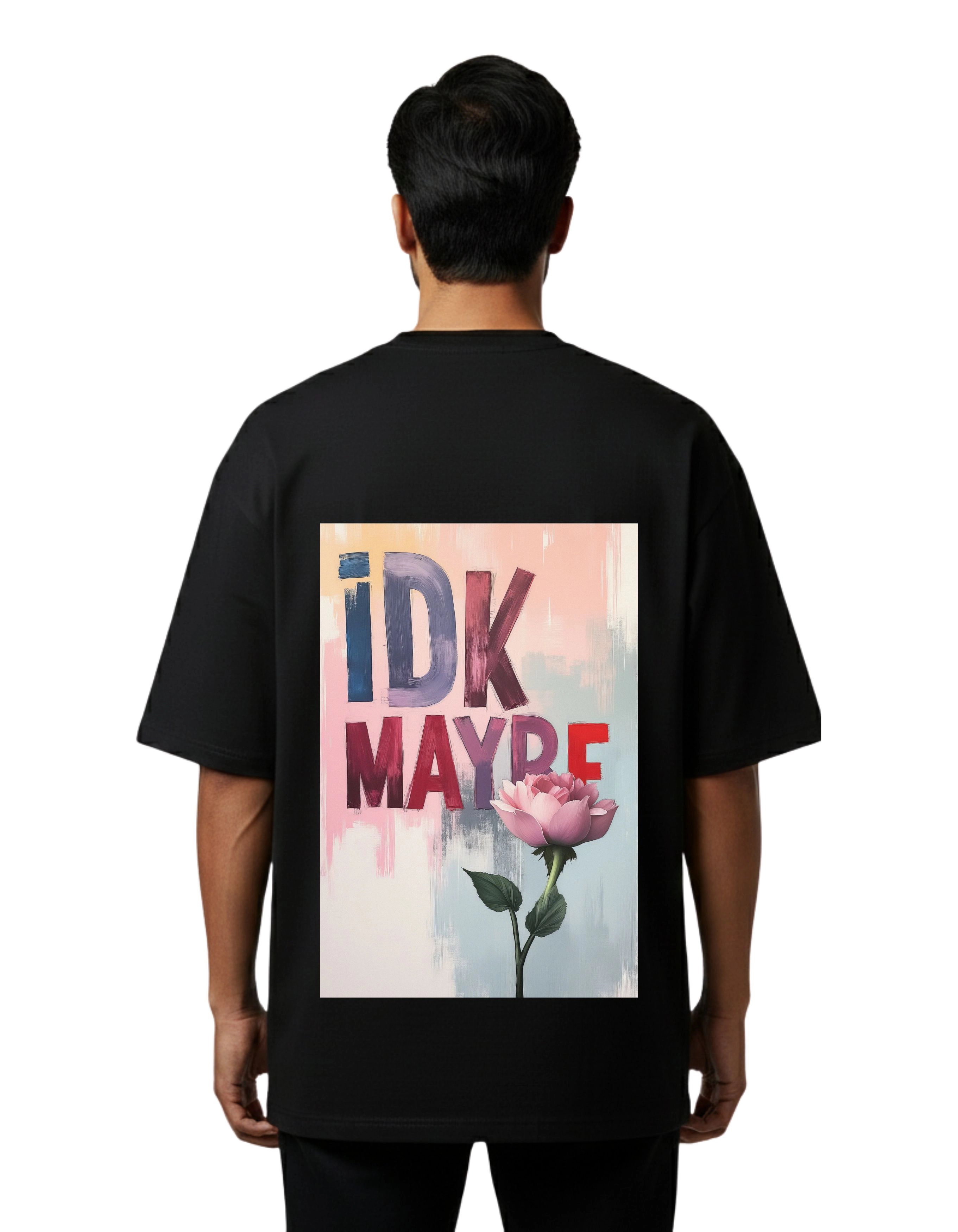 IDK Maybe Oversized French Terry T-Shirt 240 GSM Half Sleeve Black