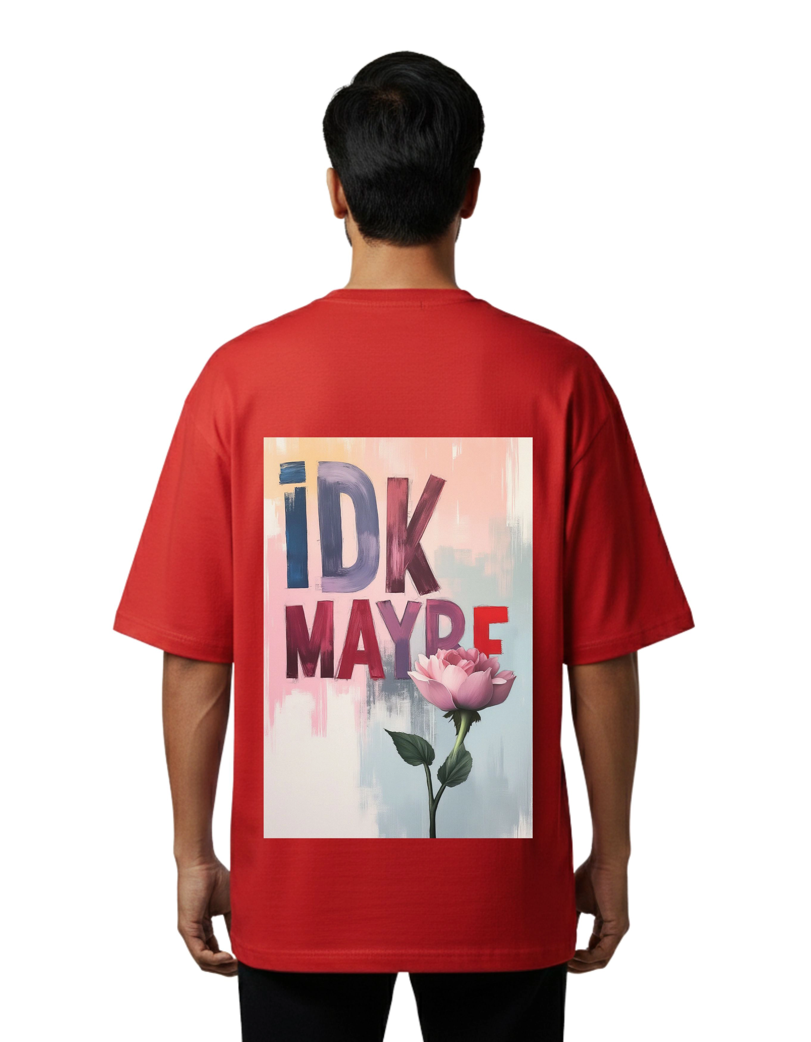 IDK Maybe Oversized French Terry T-Shirt 240 GSM Half Sleeve Red