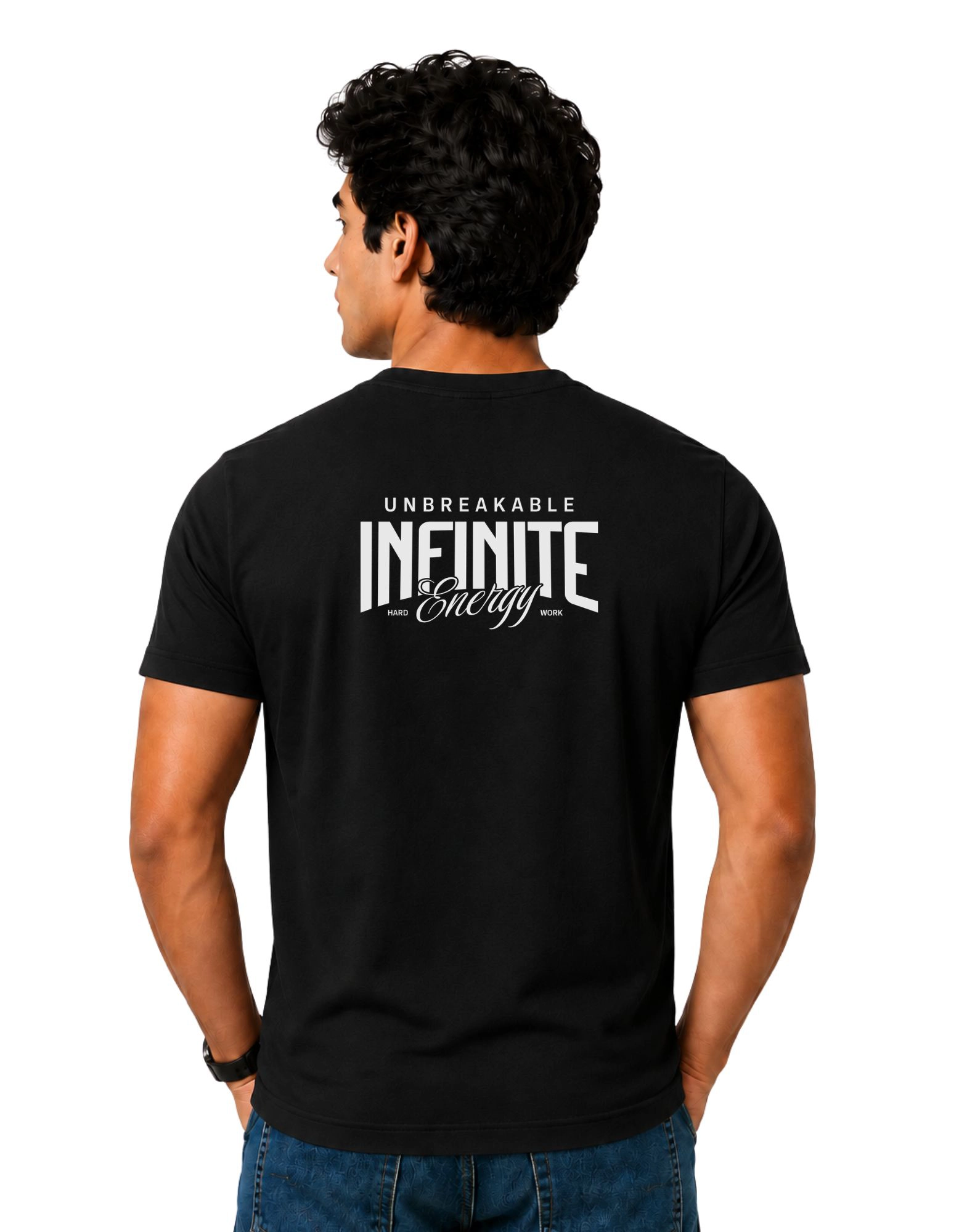 Infinite Energy Cotton Round Neck T-Shirt 180 GSM Black