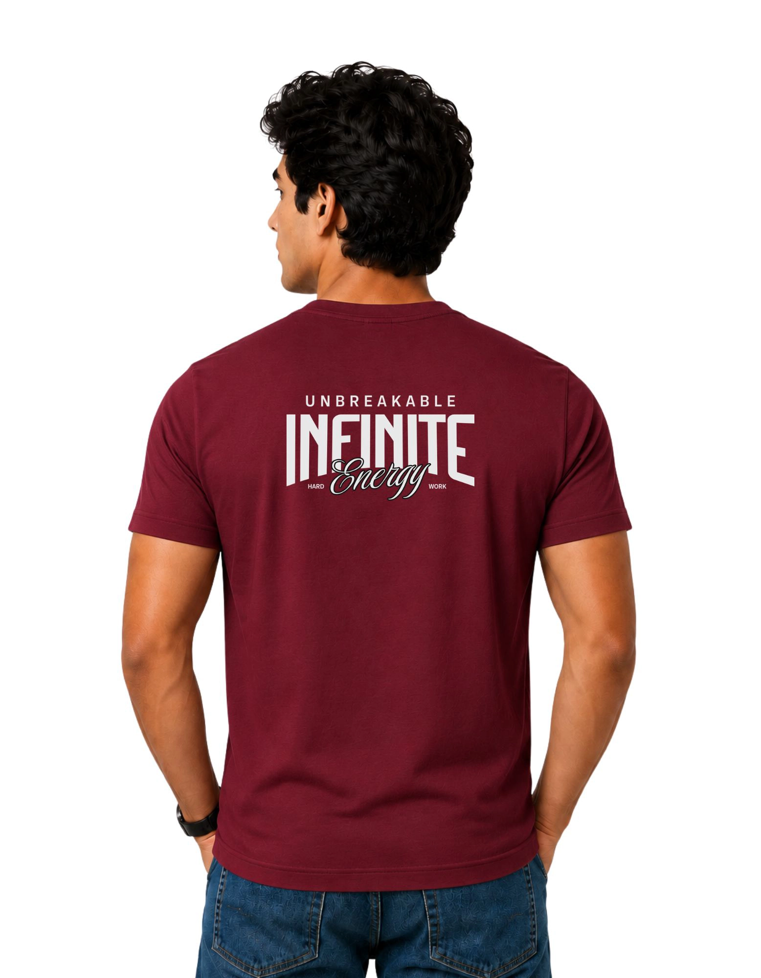 Infinite Energy Cotton Round Neck T-Shirt 180 GSM Maroon