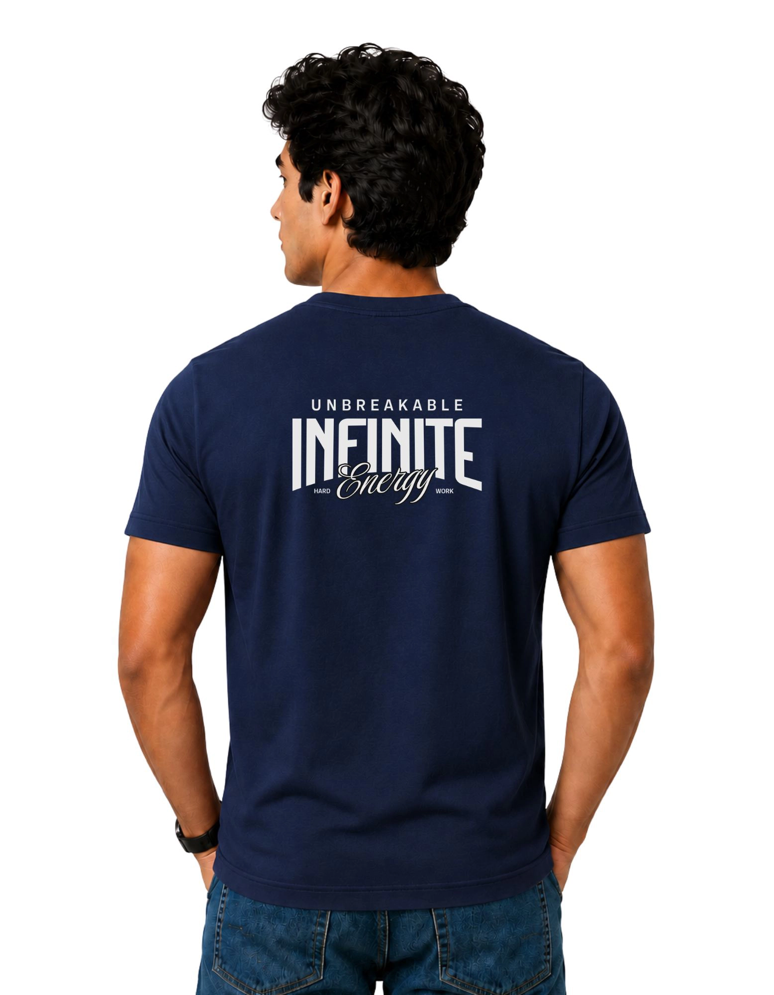 Infinite Energy Cotton Round Neck T-Shirt 180 GSM Navy Blue