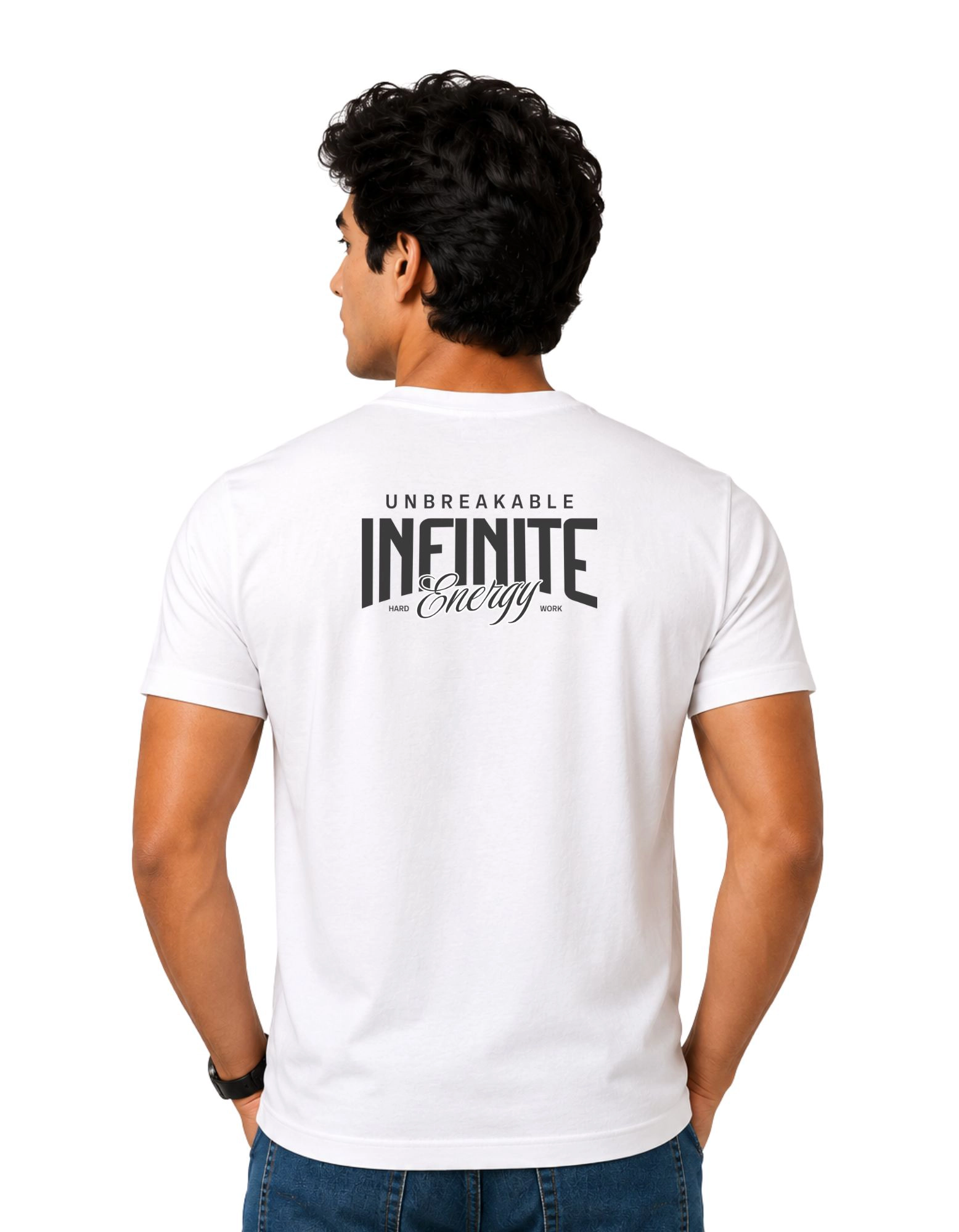 Infinite Energy Cotton Round Neck T-Shirt 180 GSM White