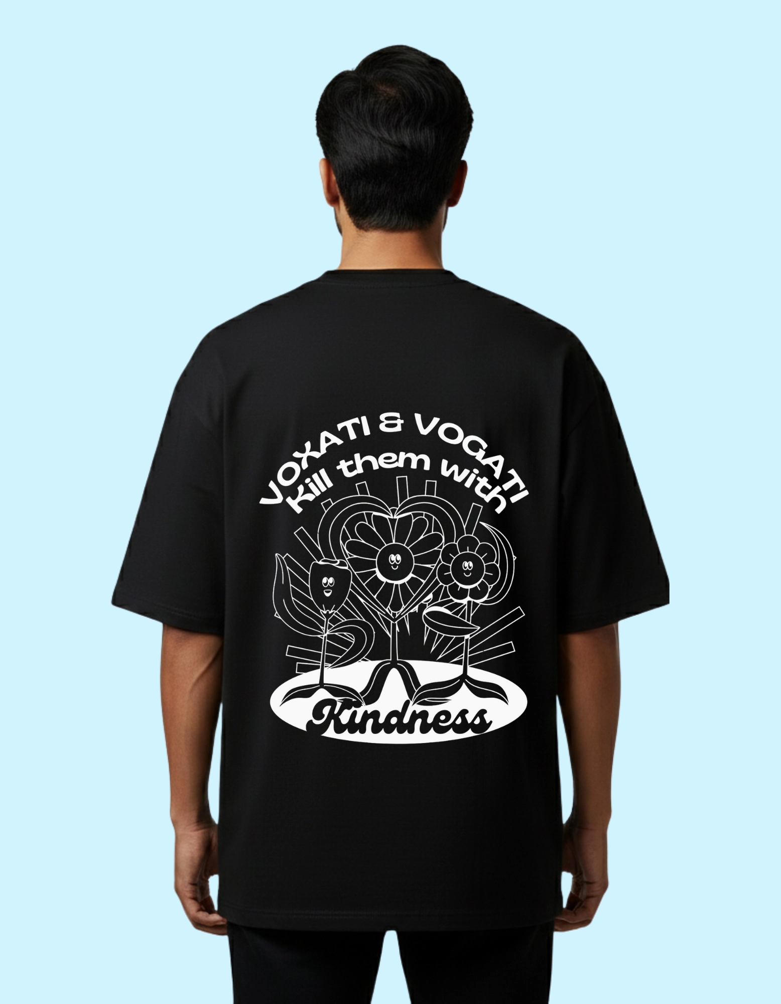 Inner Calm Kindness Oversized French Terry Half Sleeve 240 GSM T-shirts Black