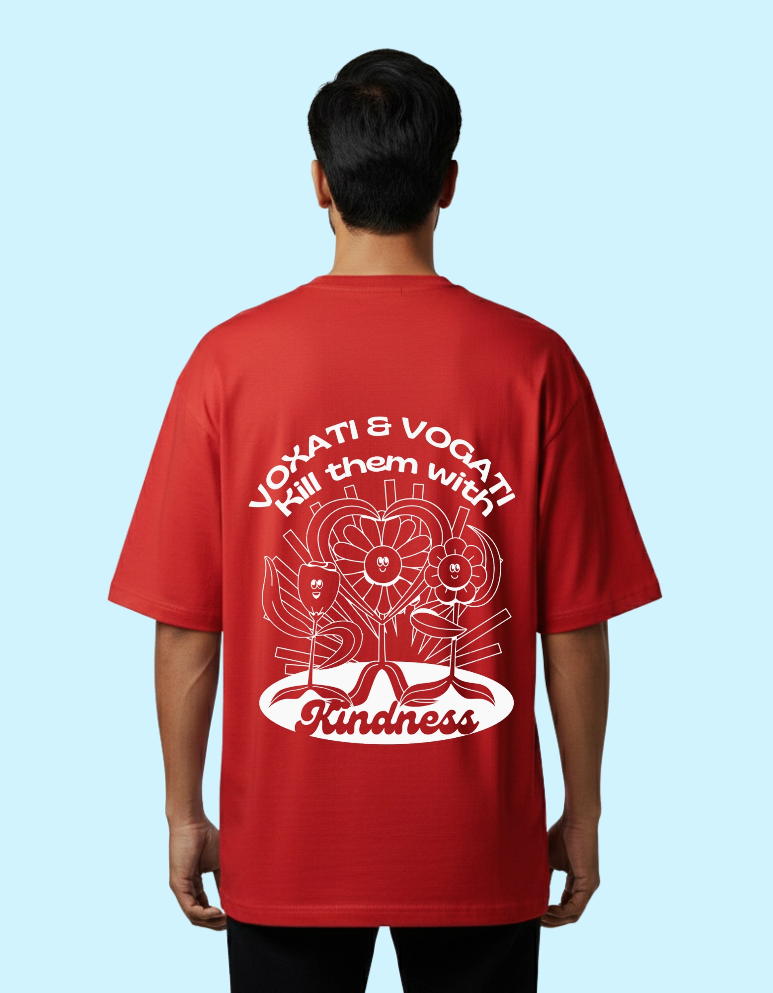 Inner Calm Kindness Oversized French Terry Half Sleeve 240 GSM T-shirts Red