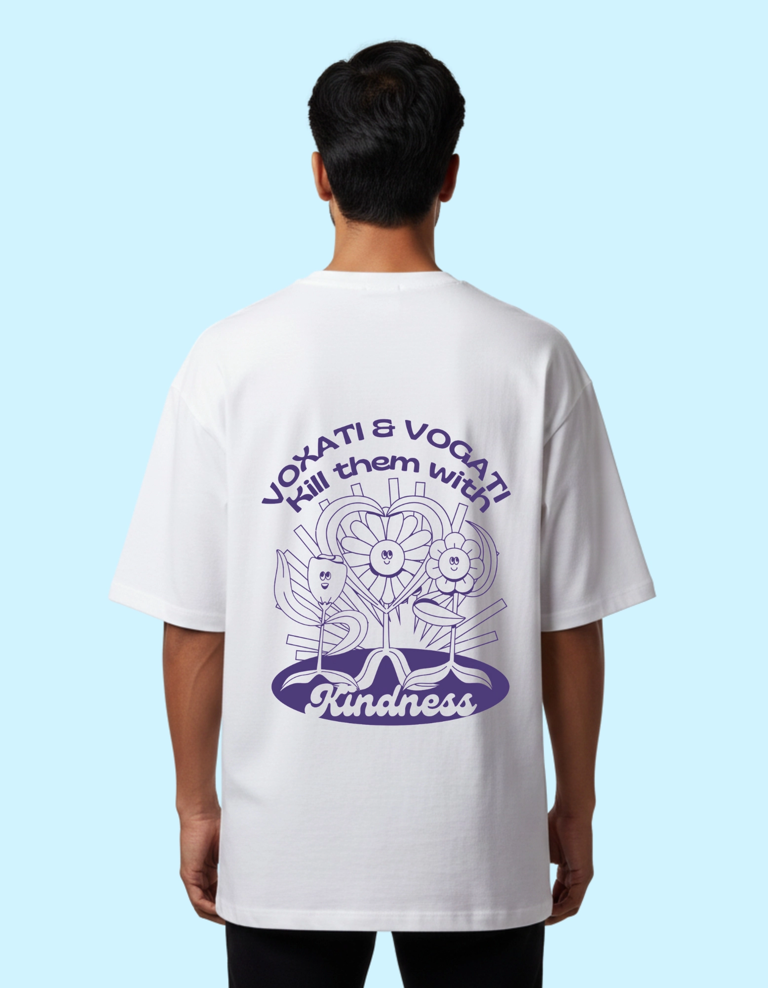 Inner Calm Kindness Oversized French Terry Half Sleeve 240 GSM T-shirts White