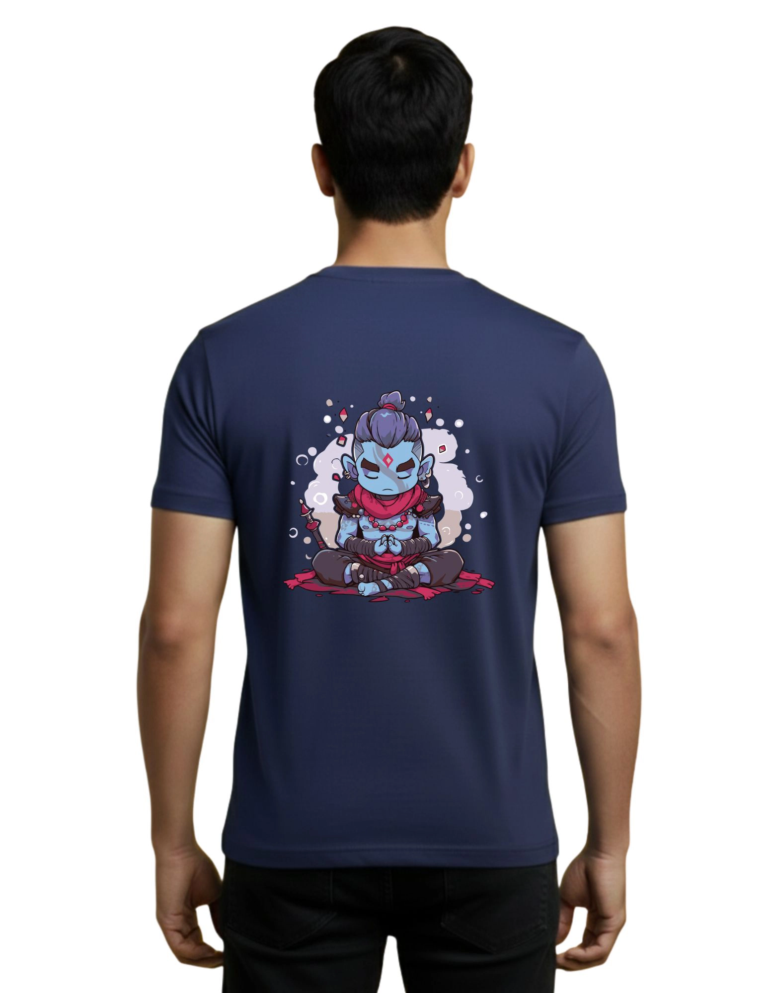 Inner Peace Meditation Graphic Cotton 180 GSM T-Shirt Navy Blue
