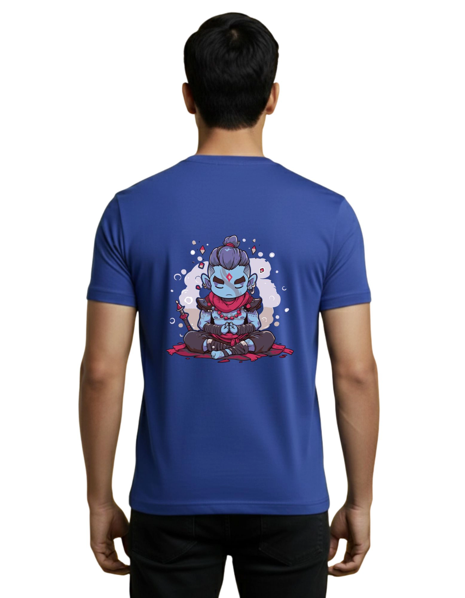 Inner Peace Meditation Graphic Cotton 180 GSM T-Shirt Royal Blue