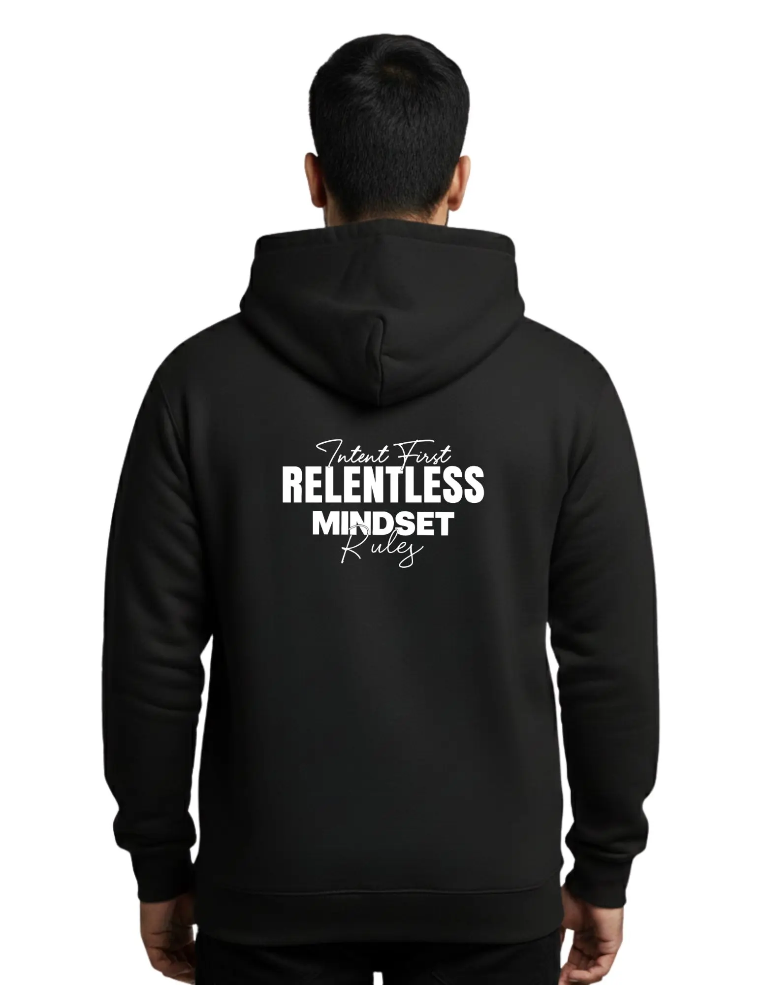 Intent First Relentless Mindset Cotton Hoodie Without Zipper 300 GSM Black