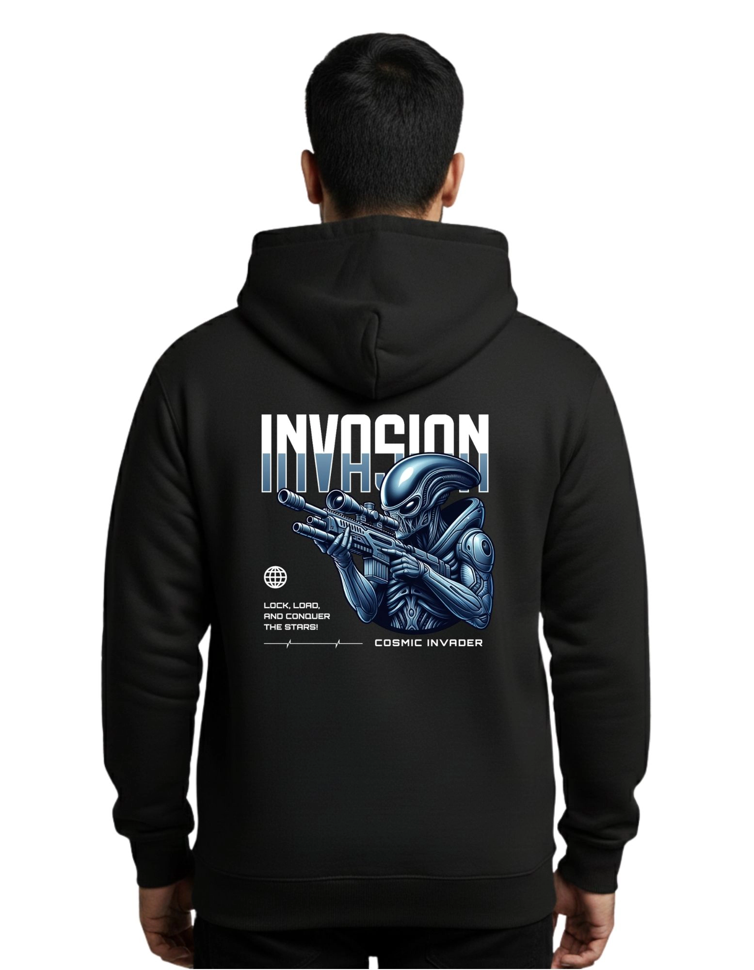 Invasion Cotton Hoodie Without Zipper 300 GSM Black